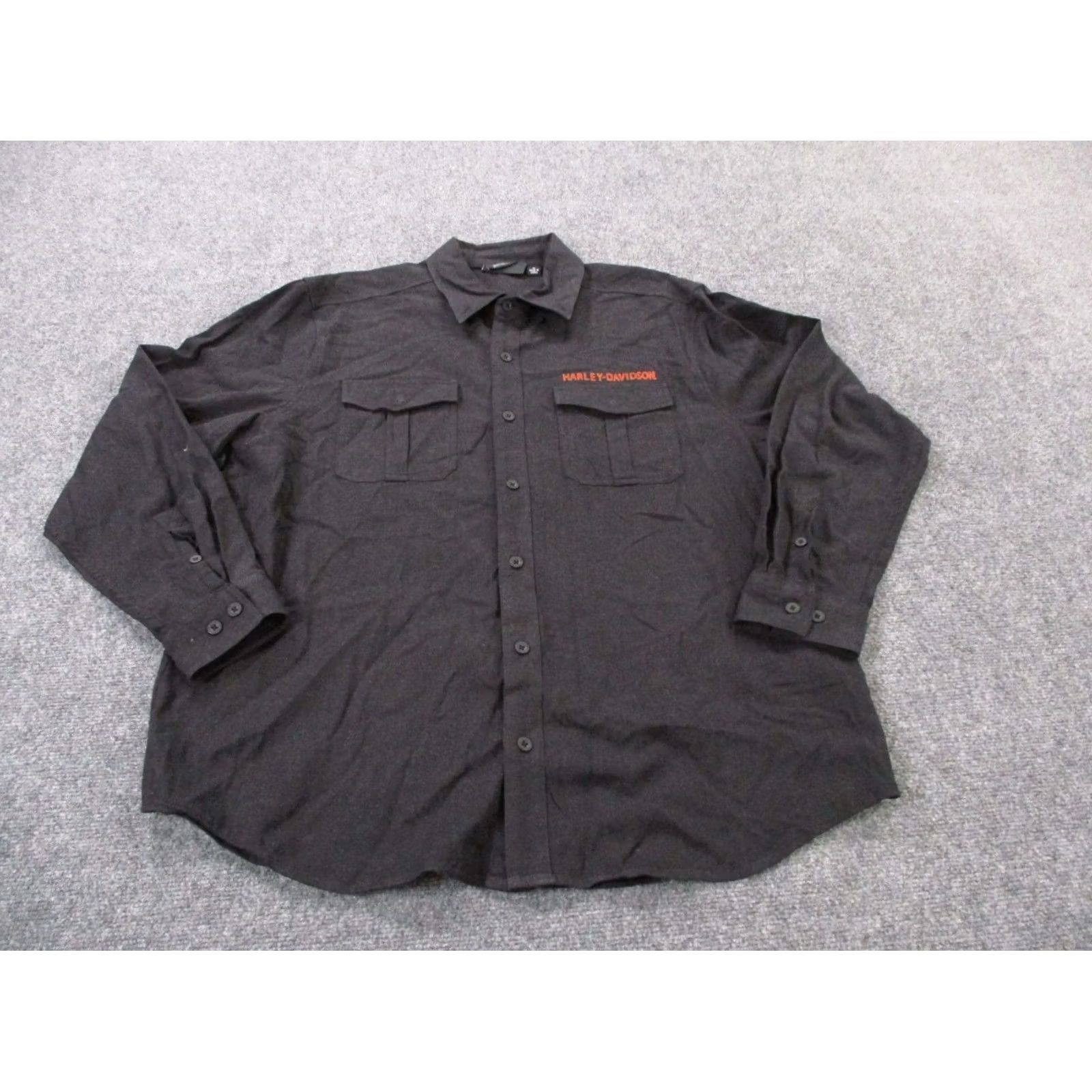 Harley Davidson Harley-Davidson Shirt Men XL Black Motorcycle Biker Casual Embroidered Buttons Pocket Logo Size US XL / EU 56 / 4 - 2 Thumbnail