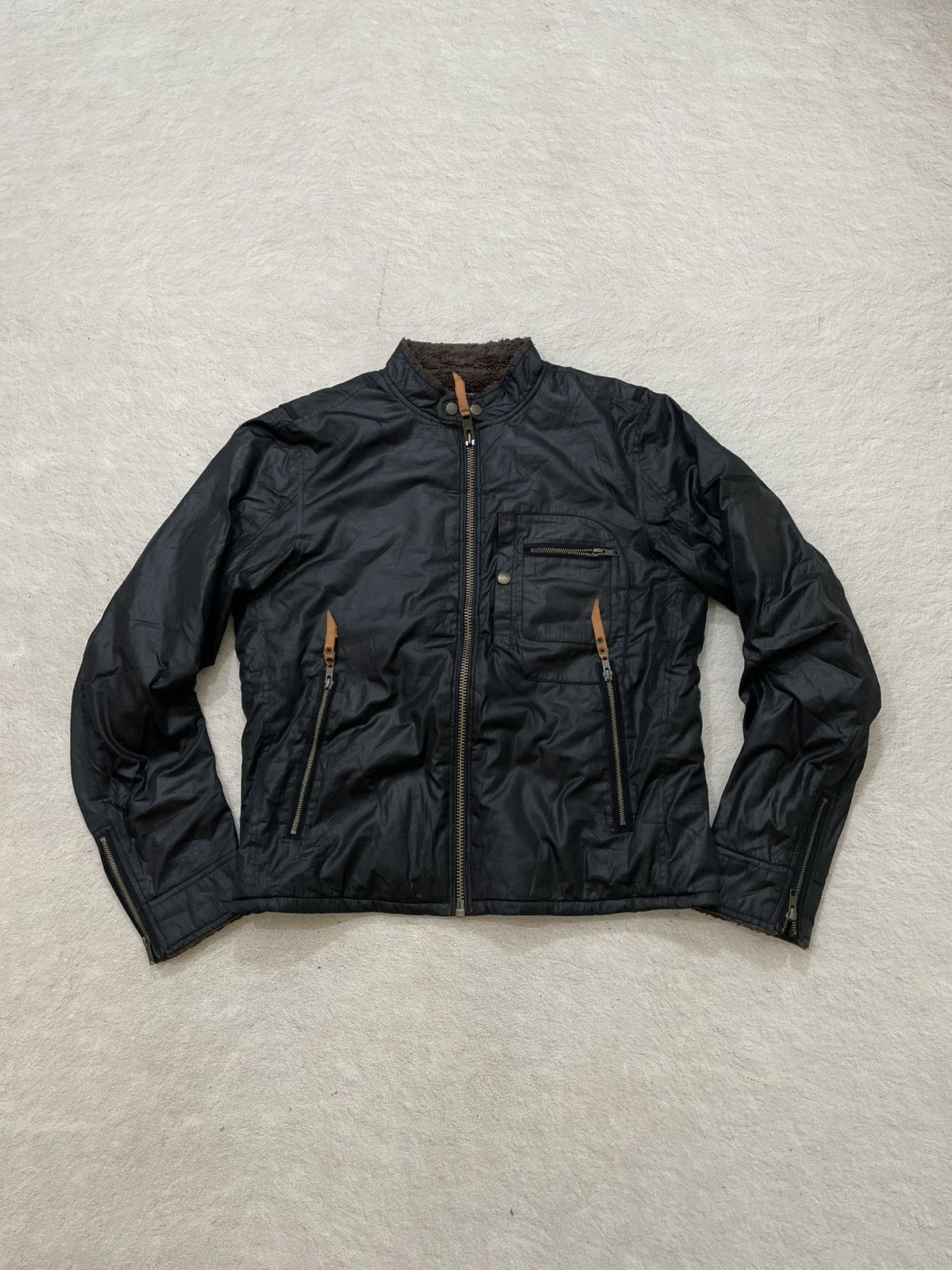 If Six Was Nine 2000s Japan Black Waxed Moto Jacket Sherpa y’s Ifsix LGB Goa Size US L / EU 52-54 / 3 - 1 Thumbnail
