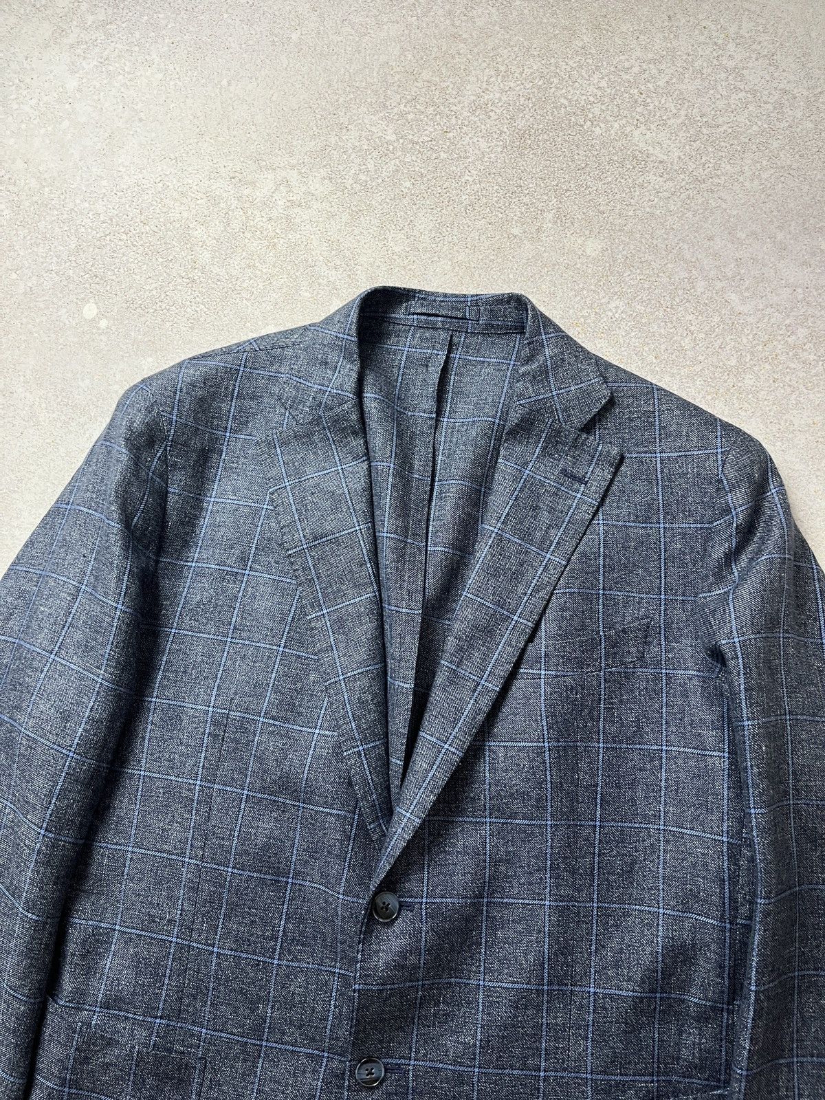 L.B.M. 1911 LBM 1911 Tailored Blue Check Patch Pocket Sportcoat Blazer Size 46R - 2 Thumbnail