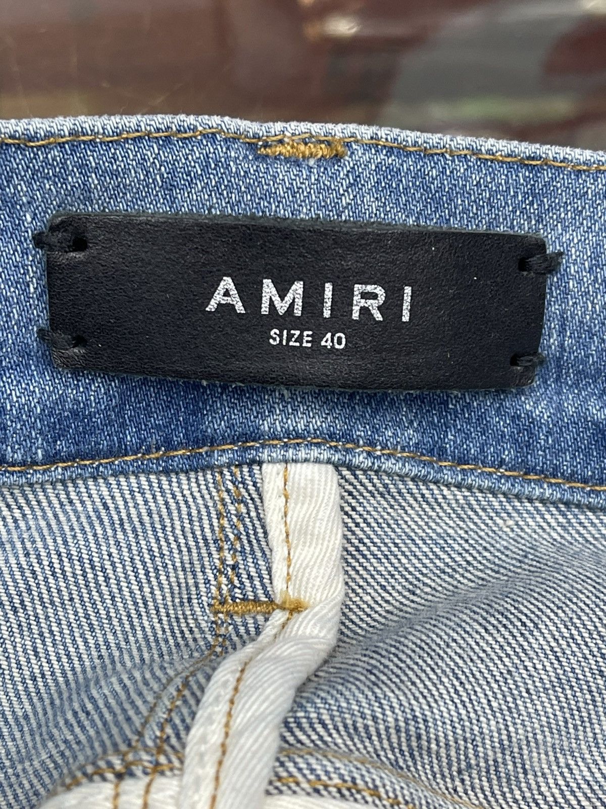 Amiri Size 40 - Amiri Blue Denim Brown Patch Jeans $1090 Retail Size US 40 / EU 56 - 8 Thumbnail