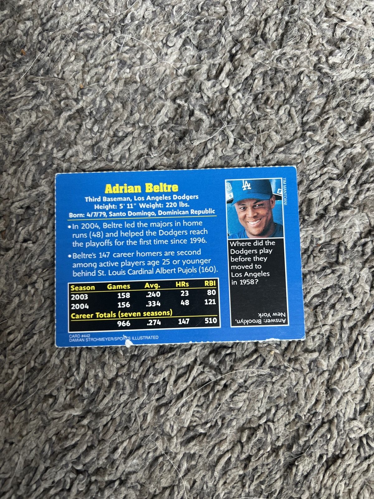 MLB 2005 Sports Illustrated For Kids #442 Adrian Beltre Card Size ONE SIZE - 2 Thumbnail