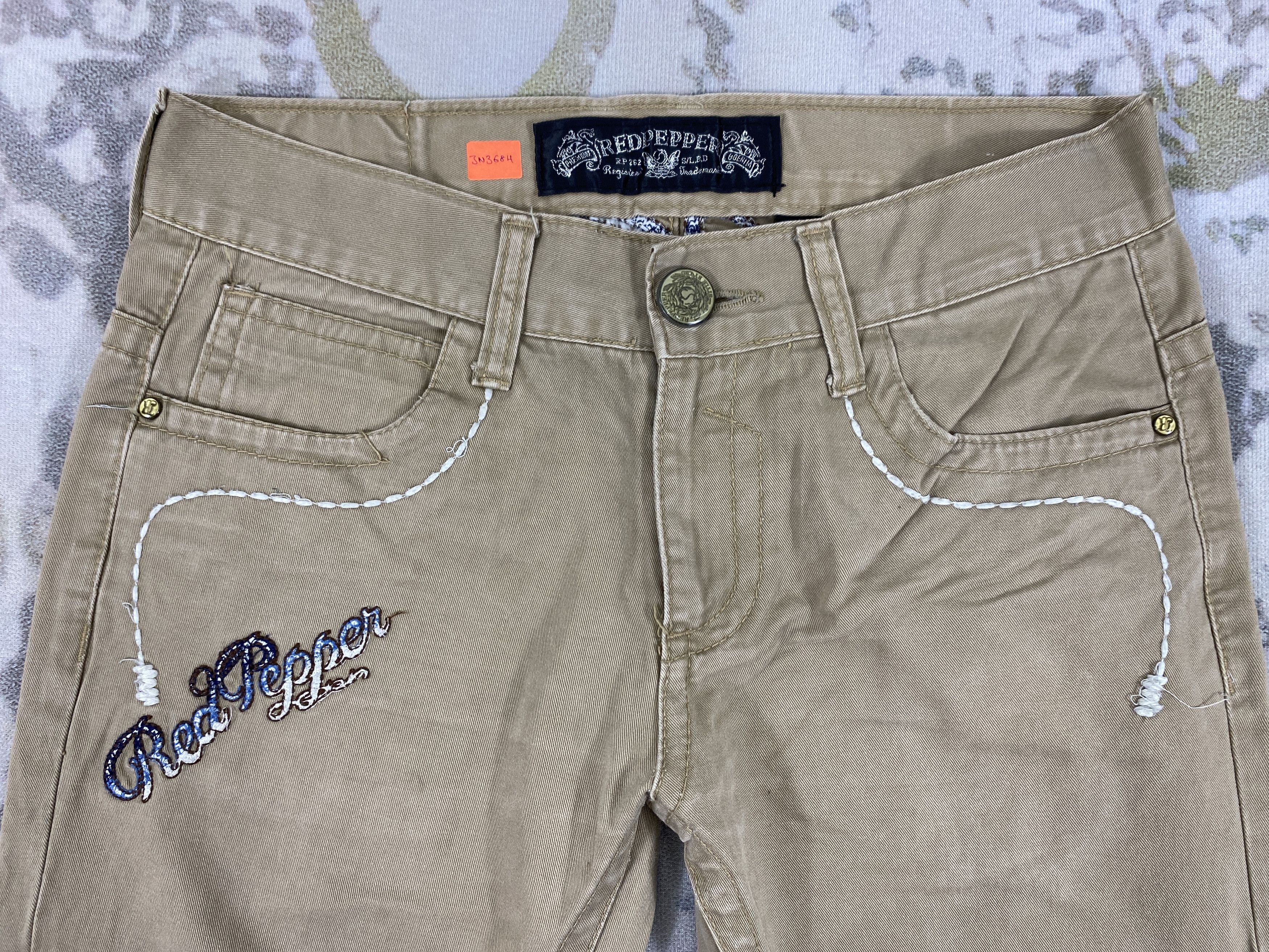 Japanese Brand Distressed Khaki Vintage RedPepper Jeans 33x33 Denim- JN3684 Size US 33 - 3 Thumbnail