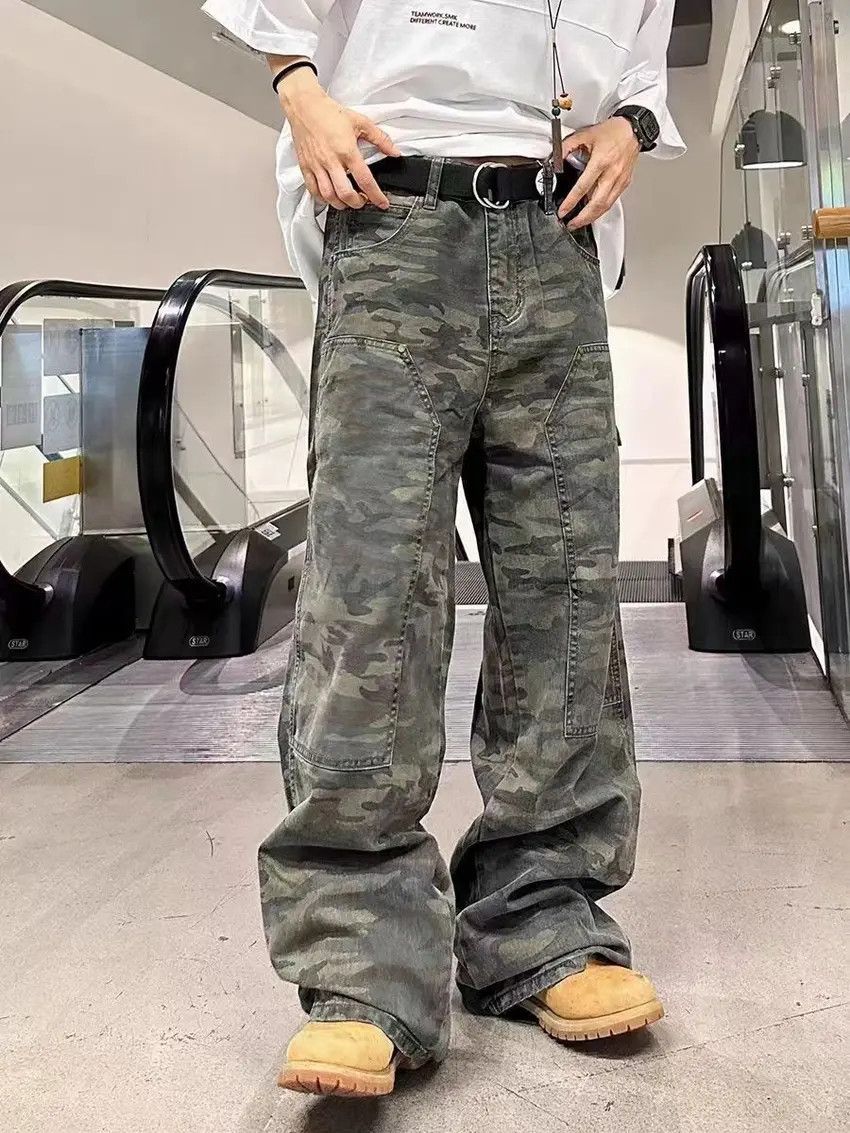 Street Vintage Straight Leg Camouflage overalls