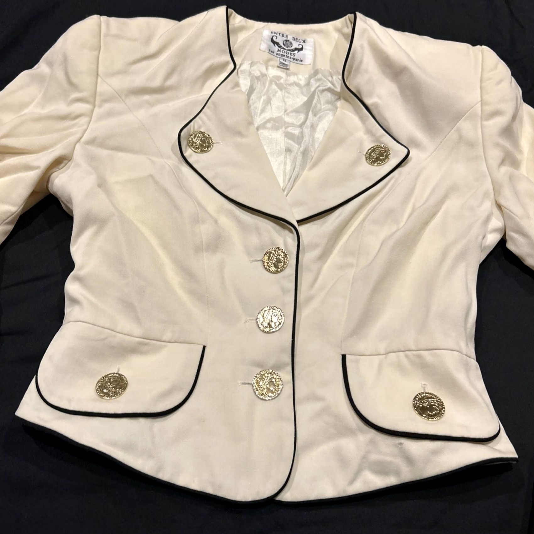 Vintage VINTAGE Entre Deux White Military Field Jacket Womens 6 Blazer A23 Size M / US 6-8 / IT 42-44 - 3 Thumbnail