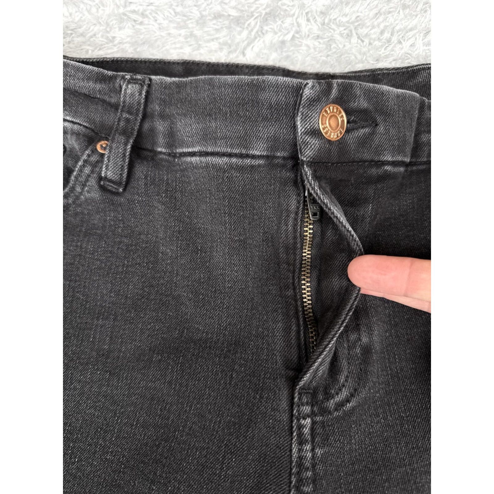 Express Express Jeans Skinny Black Mid Rise Women's 12 Denim 31x28 Stretch 5-Pocket Zip Button Raw Hem Vintage No Size 34" / US 12 / IT 48 - 5 Thumbnail