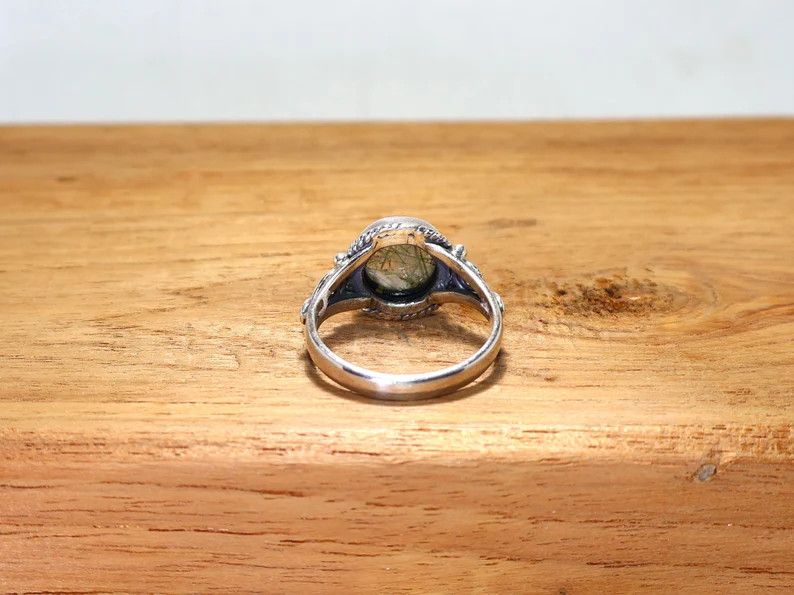 Handmade Handmade Black Rutile Gemstone Ring: Sterling Silver Ring Size ONE SIZE - 7 Thumbnail
