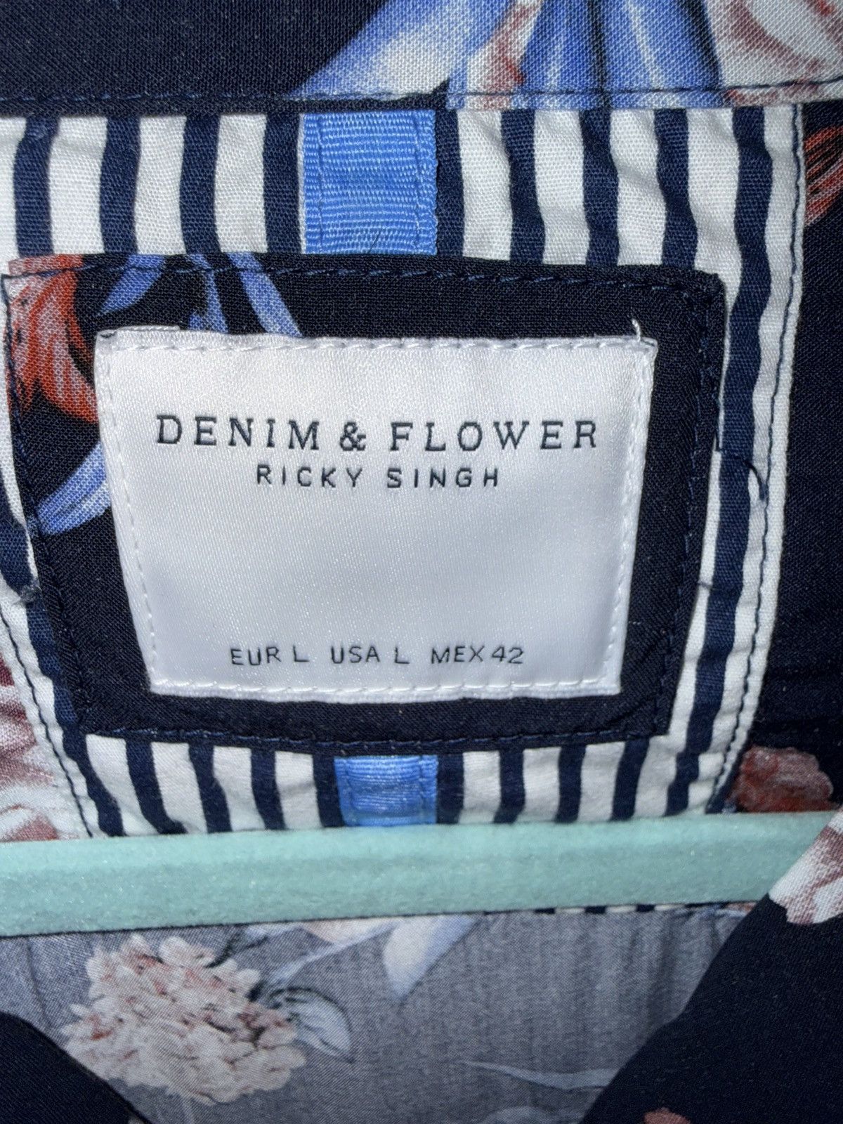 Denim & Flower Denim & Flower Ricky Singh Navy Floral Short Sleeve Shirt Size US L / EU 52-54 / 3 - 7 Thumbnail