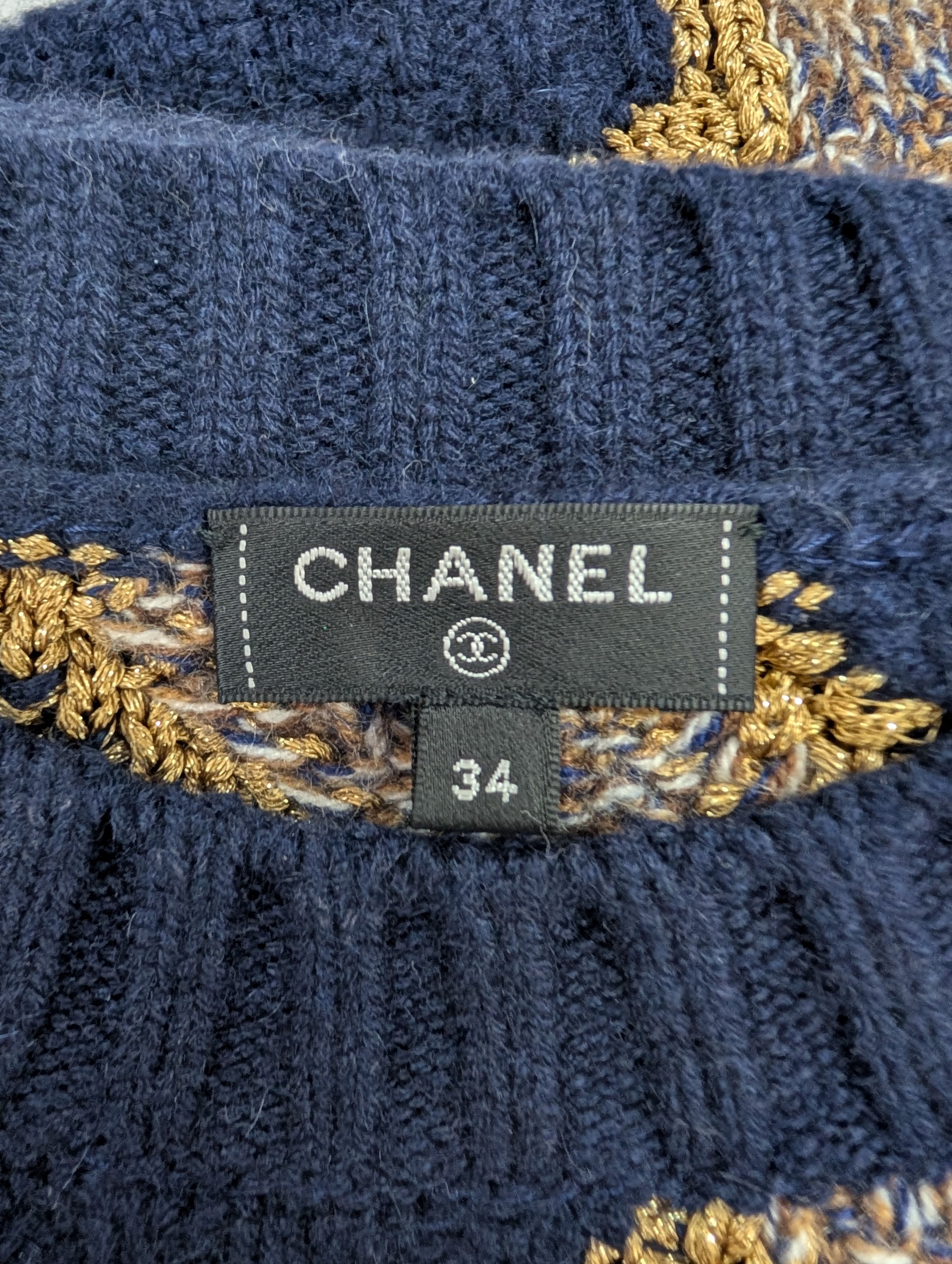 Chanel Chanel Blue Knit Pullover With Chanel Logo Size XS / US 0-2 / IT 36-38 - 7 Thumbnail