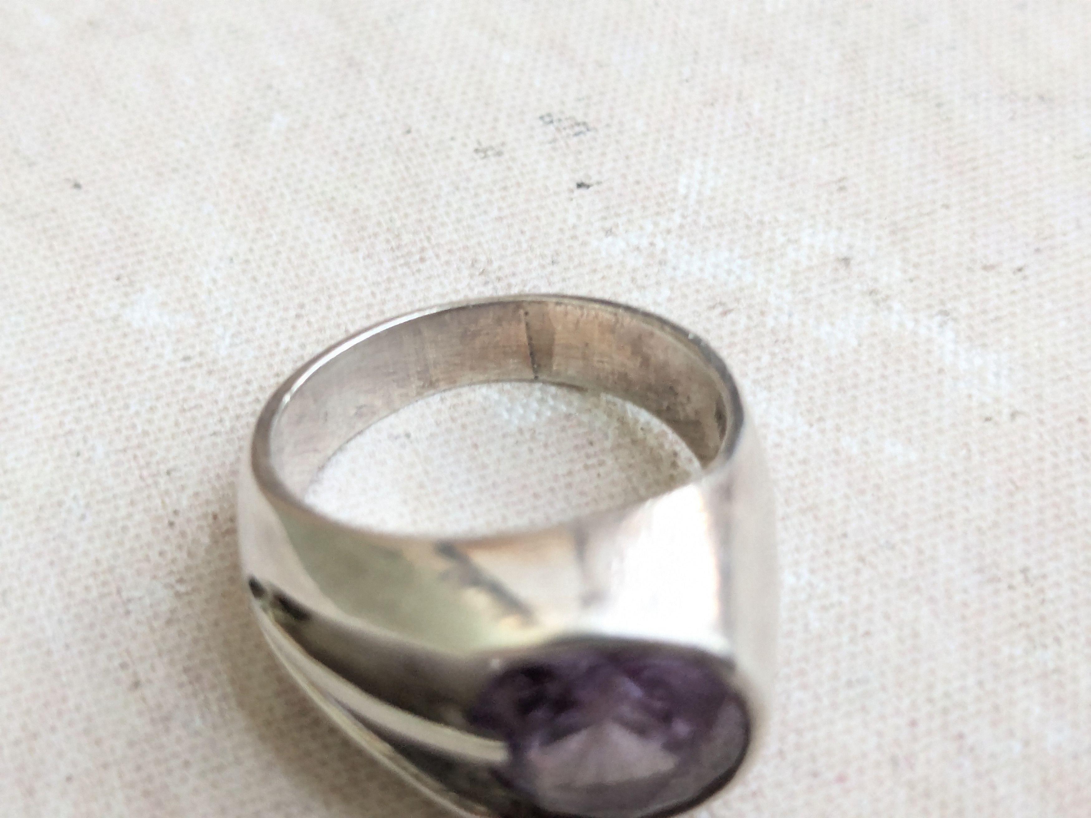 Sterling Silver Vintage Sterling Silver Ring Purple Amethyst 7.75 Art Deco Size ONE SIZE - 6 Thumbnail