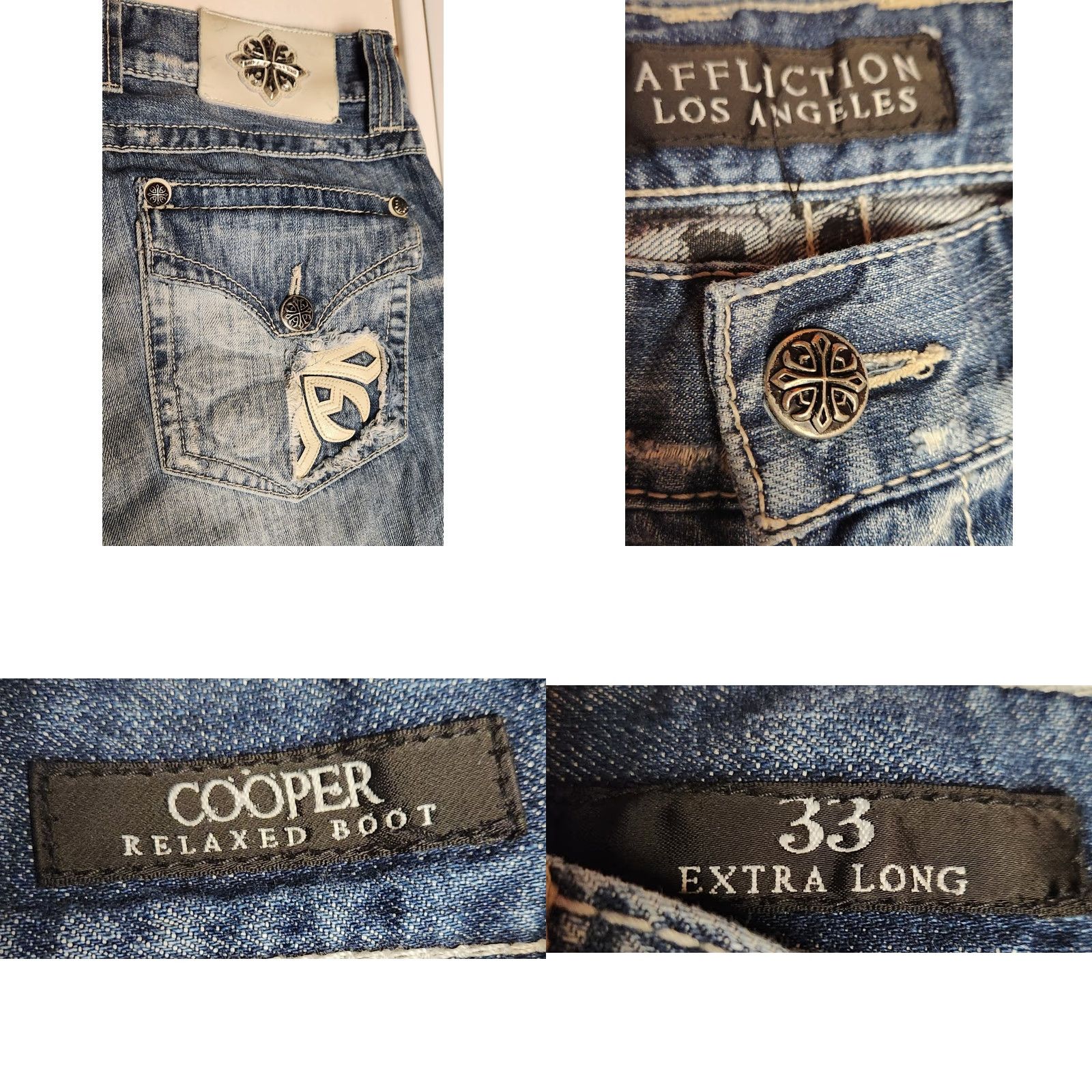 Affliction AFFLICTION Jeans Los Angeles Cooper Relaxed Boot Cut Men 33 Jeans Denim 100% Cotton Blue Size US 33 - 8 Thumbnail