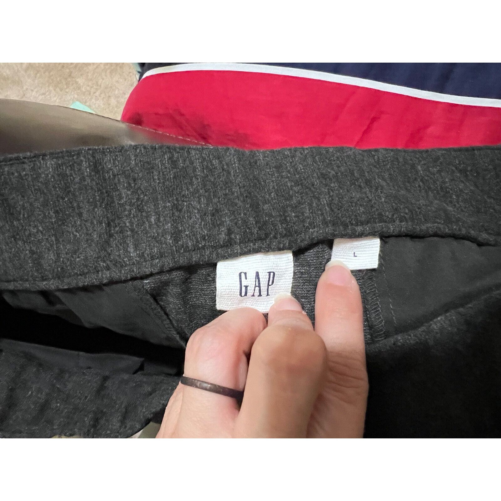 Gap Wide Leg Crop Pant Charcoal Large 4 Pockets Pull-on Stretch Size 34" / US 12 / IT 48 - 3 Thumbnail