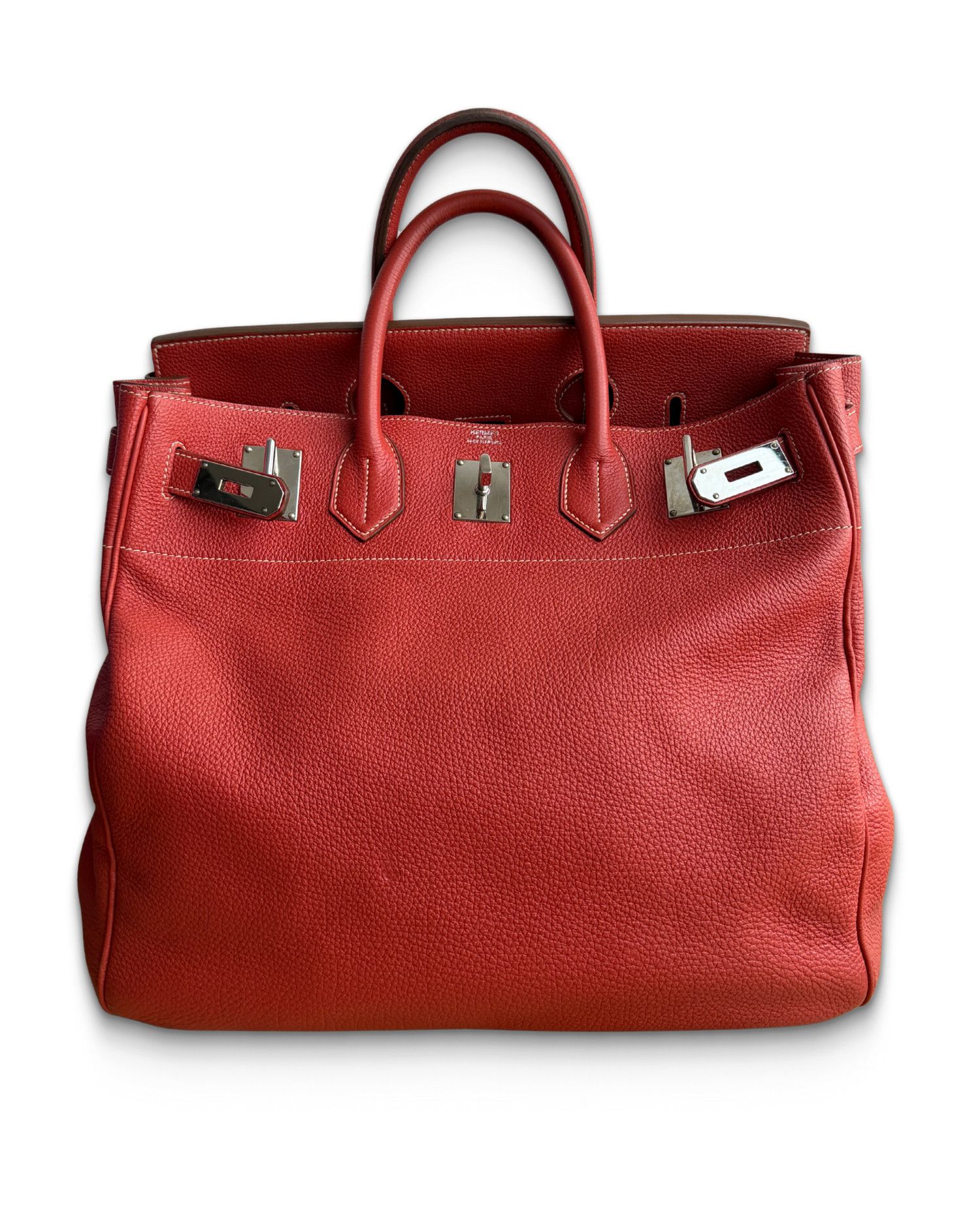 Hermes Hermès HAC 40 Rouge Vif Togo Leather Palladium Hardware Bag Size 40 - 4 Thumbnail
