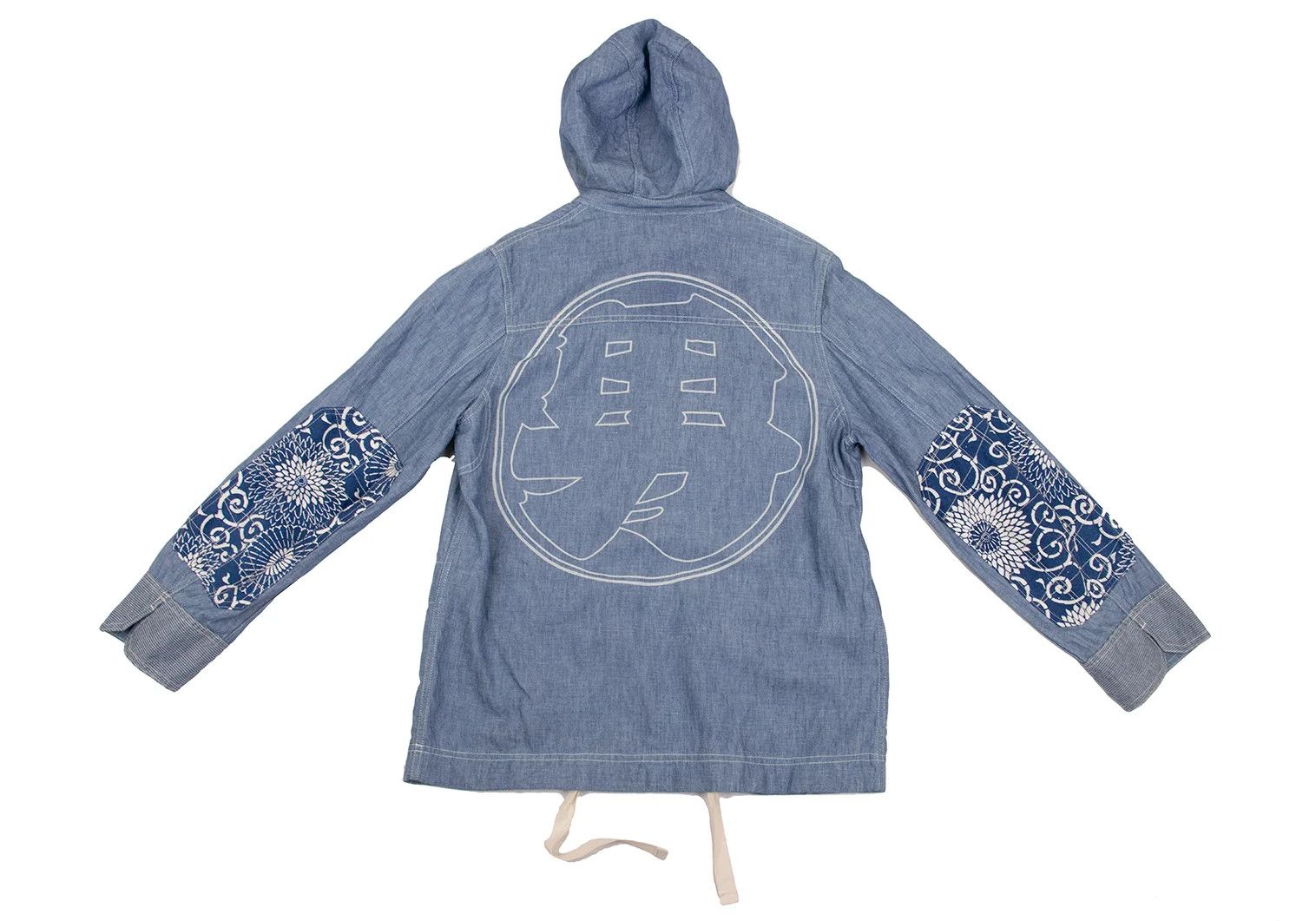 Junya Watanabe Light Blue Japanese Patterned Chambray Hoodie Pullover Size US S / EU 44-46 / 1 - 15 Thumbnail