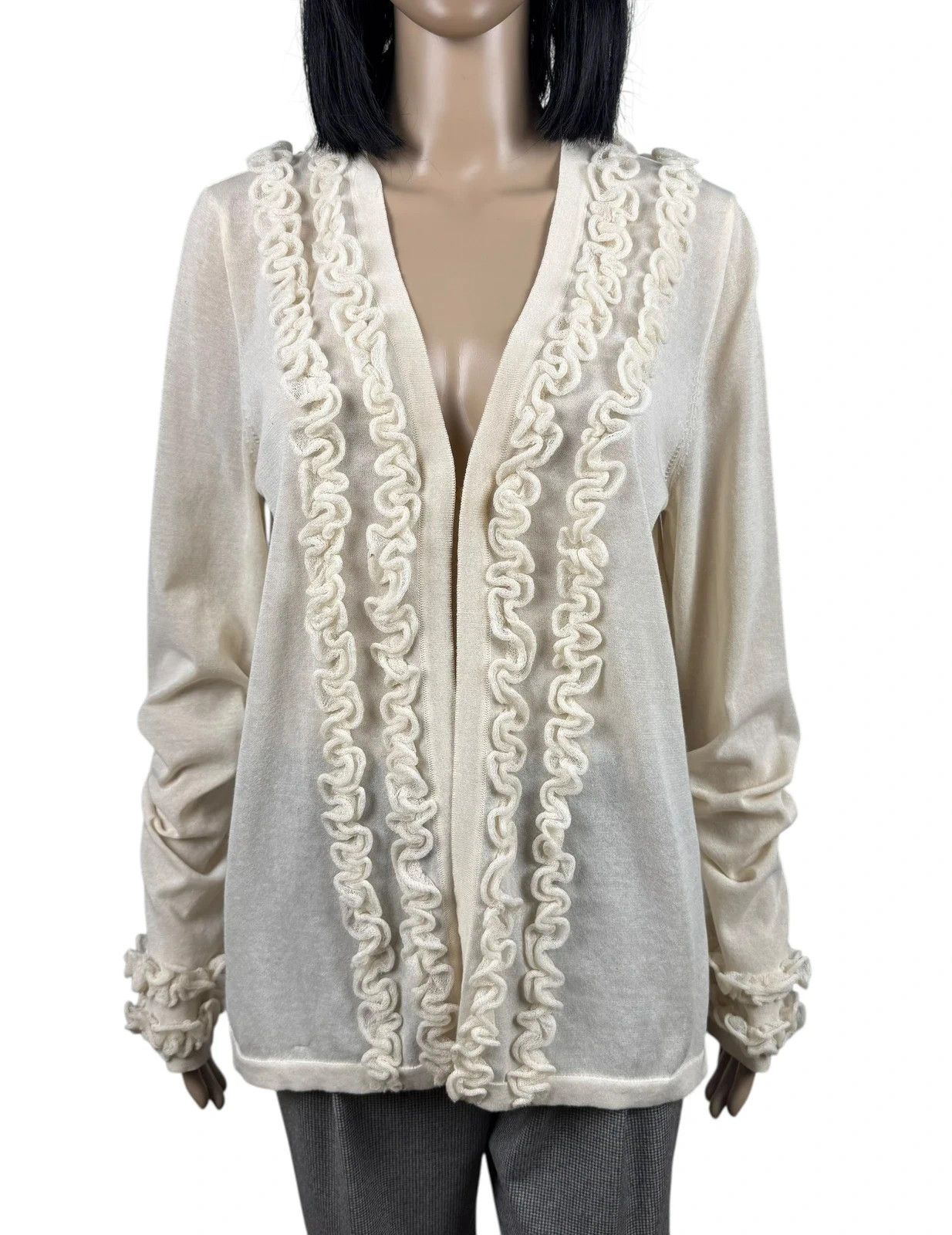 Wolford Wolford Ruffle Cardigan Cream Cotton Polyamide size M Size M / US 6-8 / IT 42-44 - 2 Thumbnail