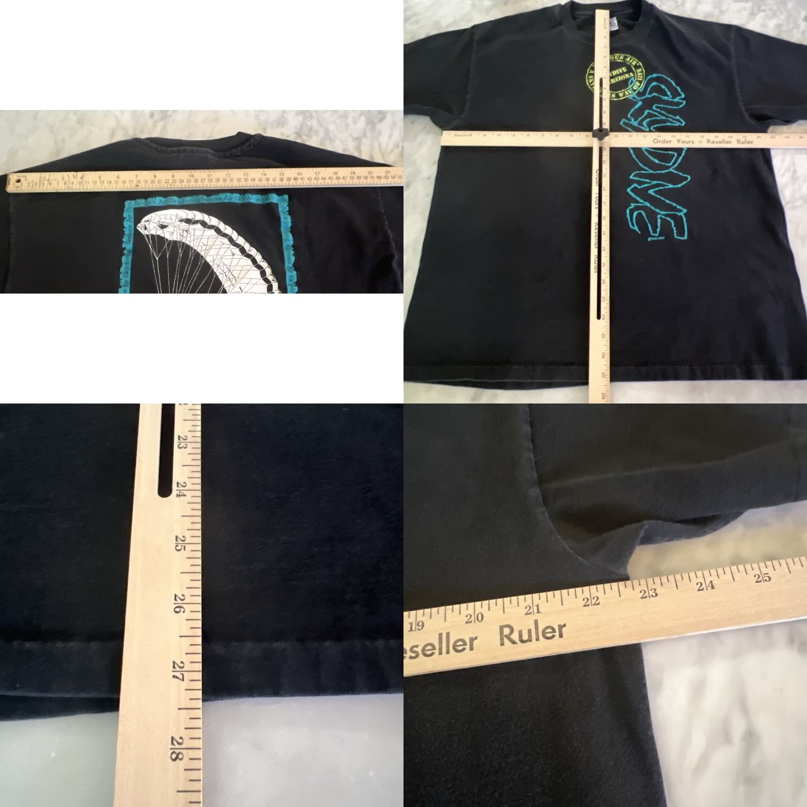 Hanes VINTAGE Sky Dive T Shirt Men’s XL Black Single Stitch Double Sided 1990s Men Size US XL / EU 56 / 4 - 9 Thumbnail