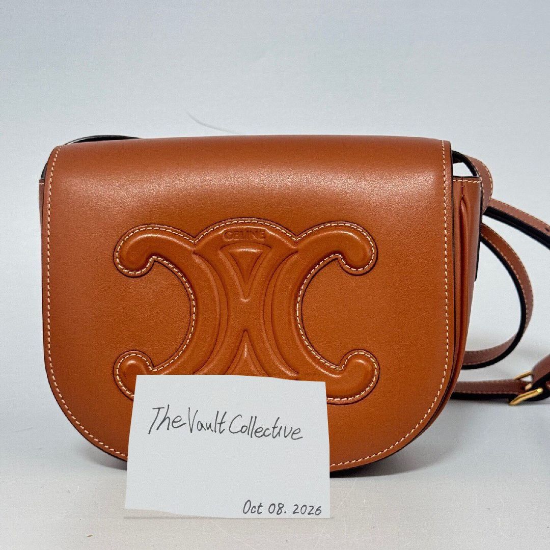 Celine CELINE FOLCO CUIR TRIOMPHE Small brown cowhide leather crossbody bag Size ONE SIZE - 1 Thumbnail