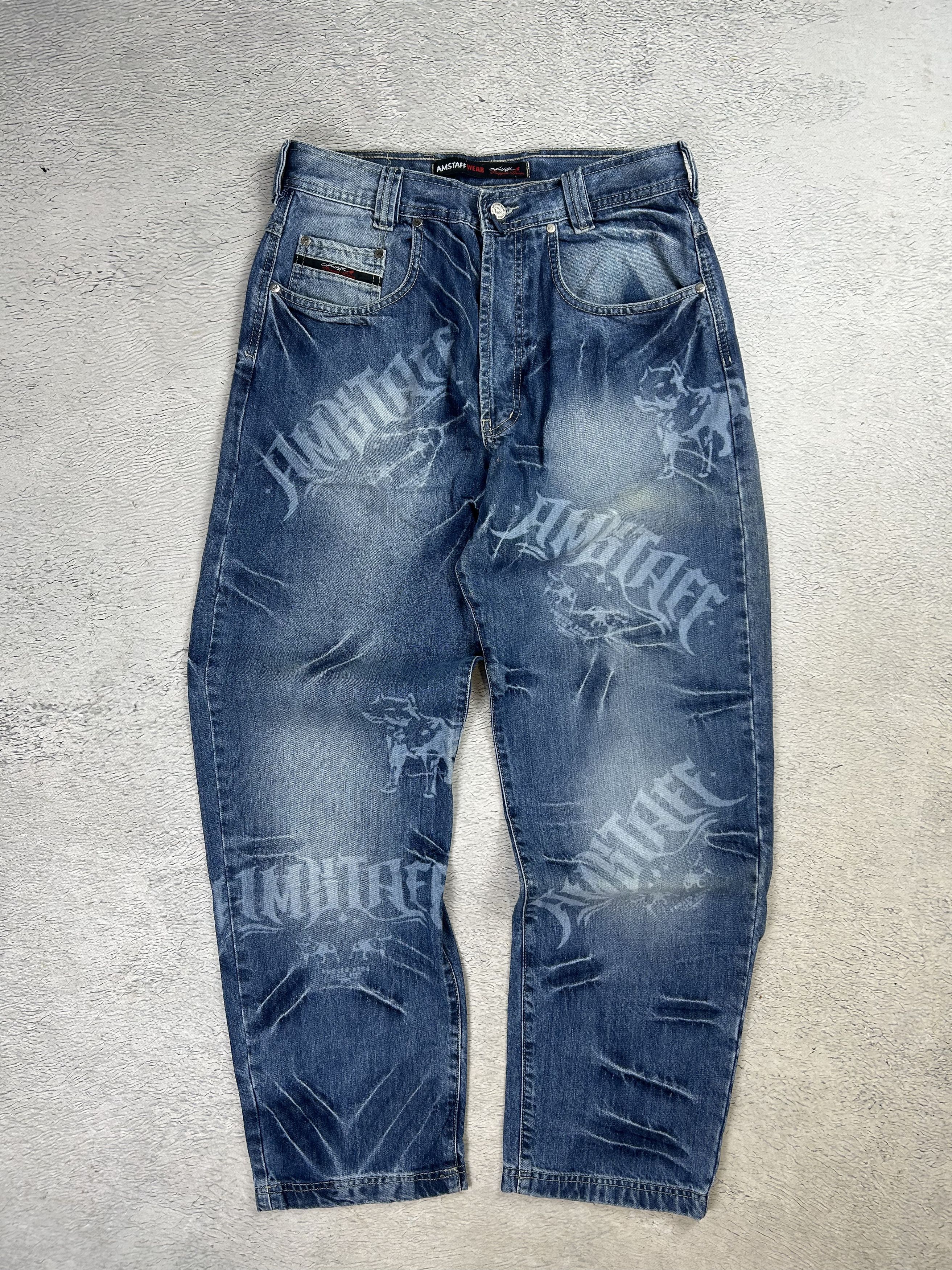 Other CRAZY Baggy Streetwear Jeans AOP Amstaff Drill Loose Fit Size US 32 / EU 48 - 9 Thumbnail