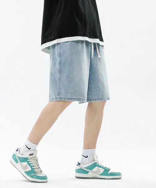 Japanese Brand Blue Vintage Loose Straight Casual Denim Shorts Size US 32 / EU 48 - 3 Thumbnail