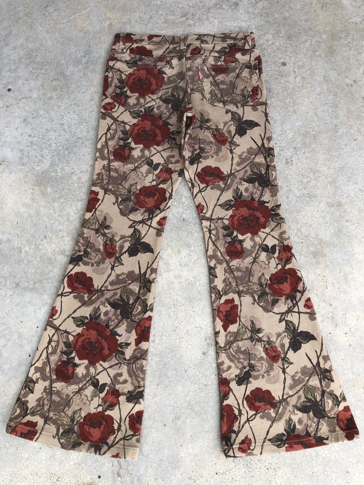 Tornado Mart Rare Tornado Mart Flared Bootcut Jeans Fullprint Flower Size US 31 - 2 Thumbnail