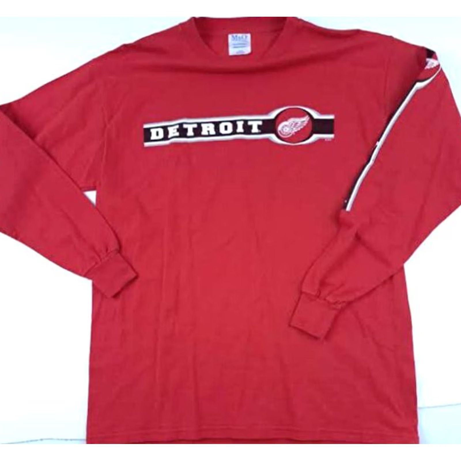 Red Wing M&O KNITS Detroit Red Wings Jersey T-Shirt L Red Crew Neck 3/4 Sleeve Hockey Logo Men Mens Size US L / EU 52-54 / 3 - 2 Thumbnail