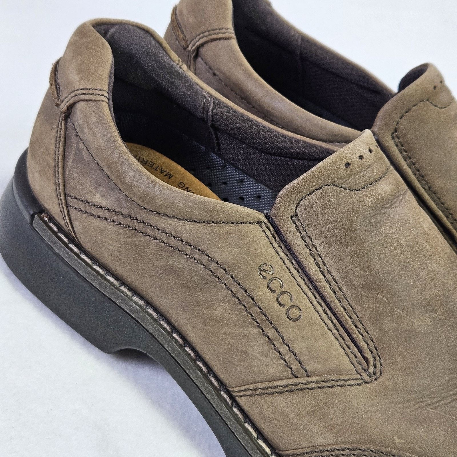 Ecco ECCO Fusion Loafer Apron Toe Slip On Nubuck Leather Mocs Size US 14 / EU 47 - 4 Thumbnail