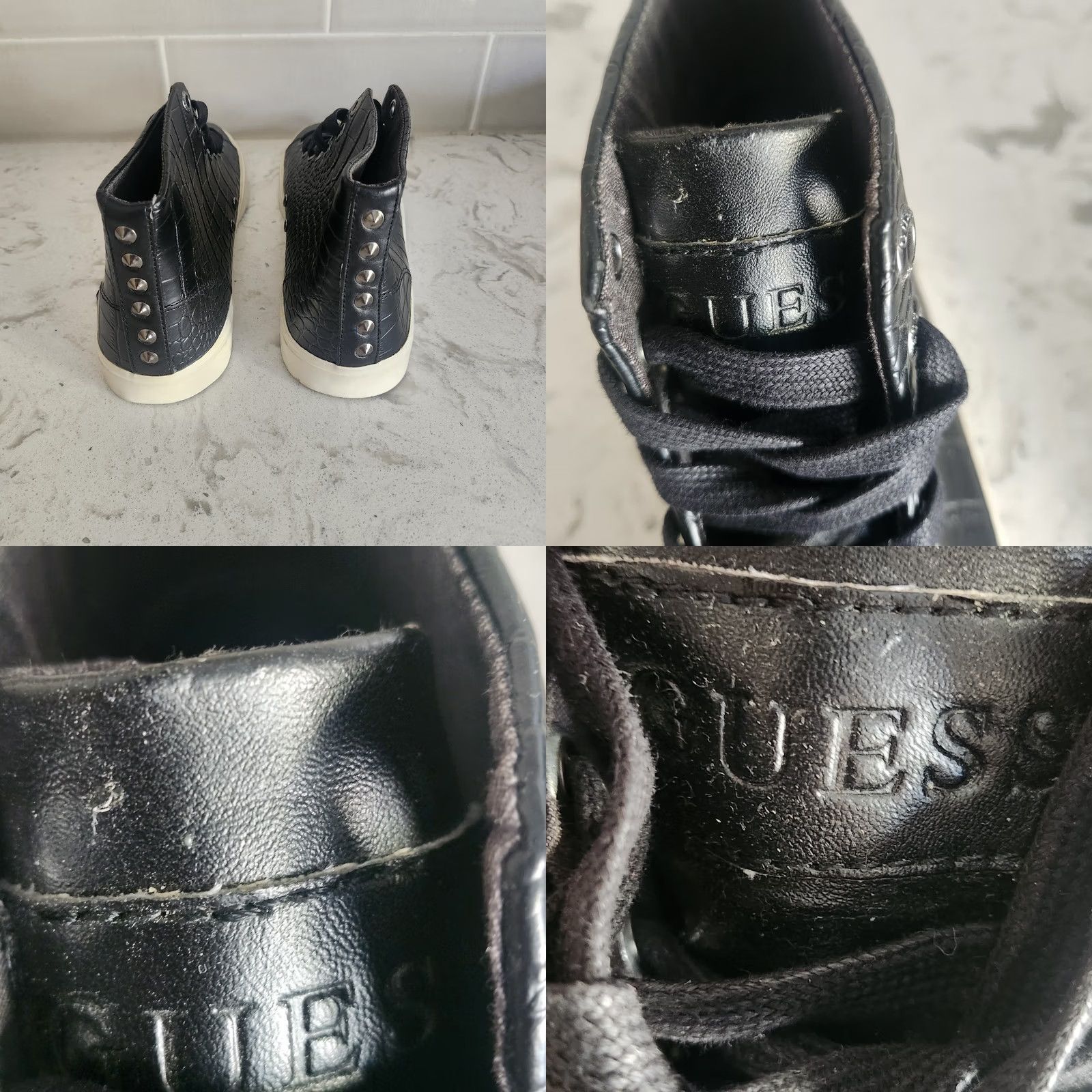 Guess GUESS High Top Sneakers Black Croc Embossed Lace Up Shoes Mens 9 Size US M / EU 48-50 / 2 - 8 Thumbnail