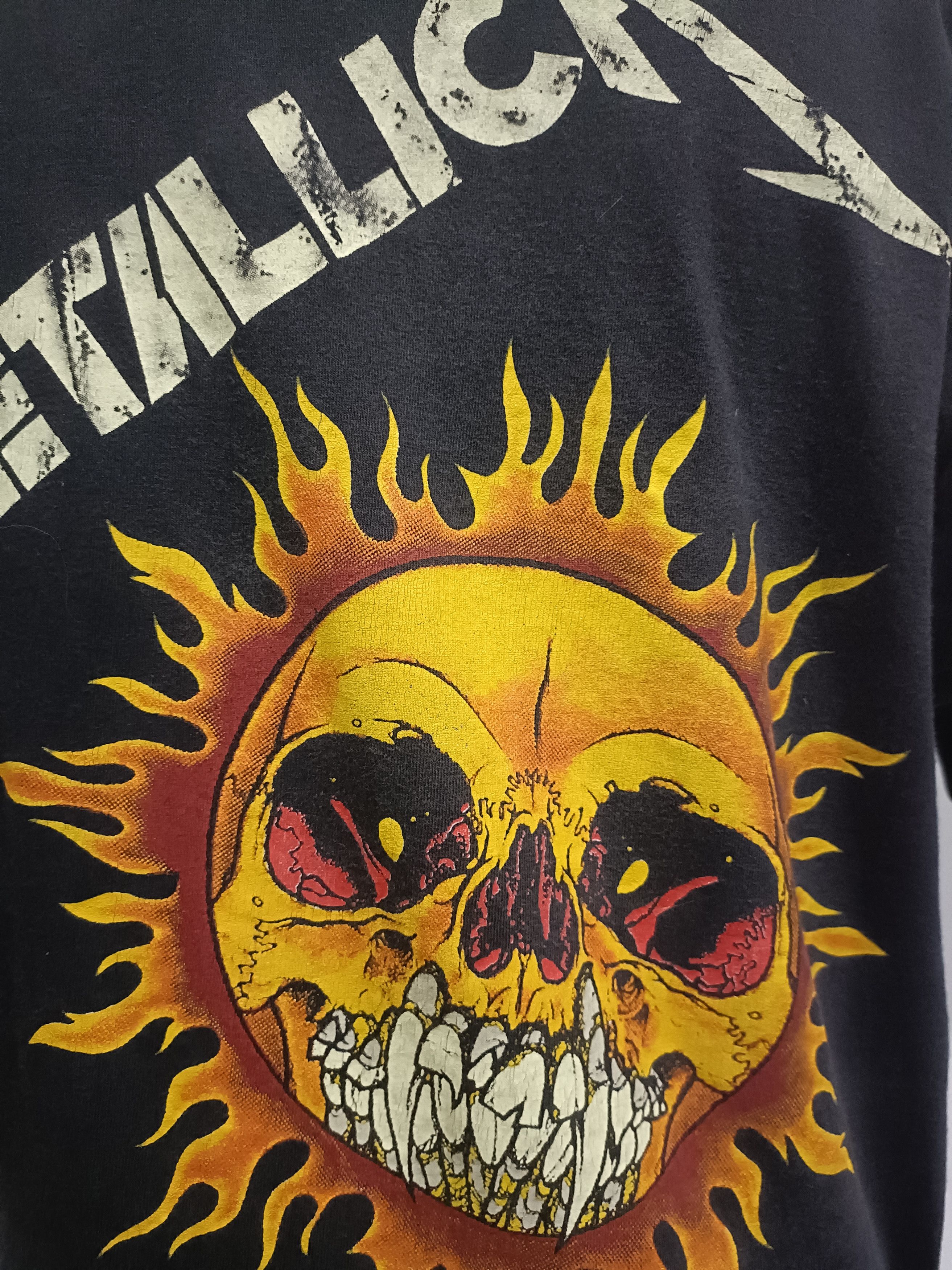 Vintage Metalica Vintage 1994 Pushed Flaming Skull T Shirt Size US XL / EU 56 / 4 - 6 Thumbnail