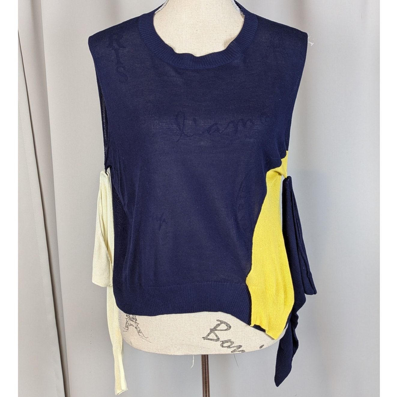 Other Wool Blend Cutout Color Block Deconstructed Sweater Blue Size S / US 4 / IT 40 - 4 Thumbnail