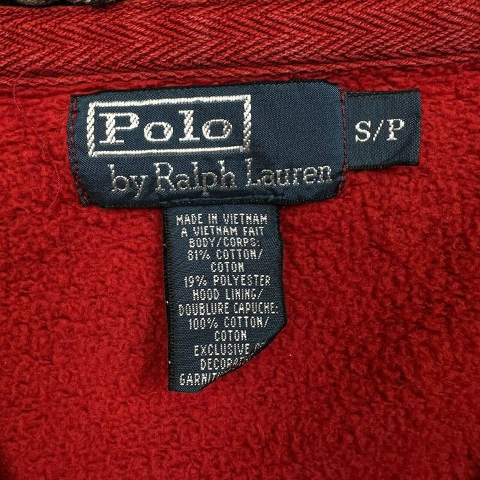 Vintage 90s Red Polo Ralph Lauren Zip-Through Hoodie - Small