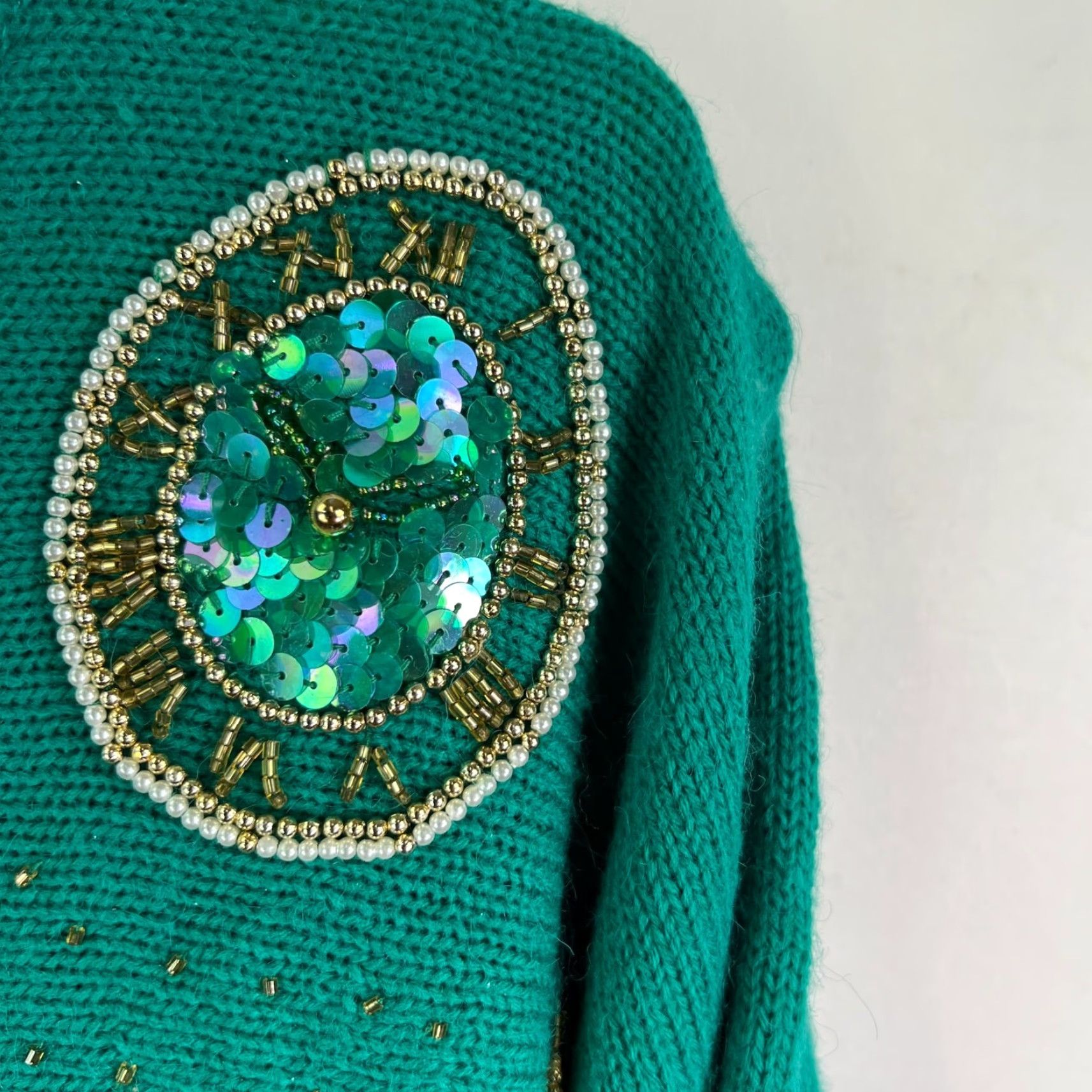 Vintage VINTAGE Western Connection Jeweled Sweater Womens Size M Green Geometric 80s 90s Western Size M / US 6-8 / IT 42-44 - 2 Thumbnail