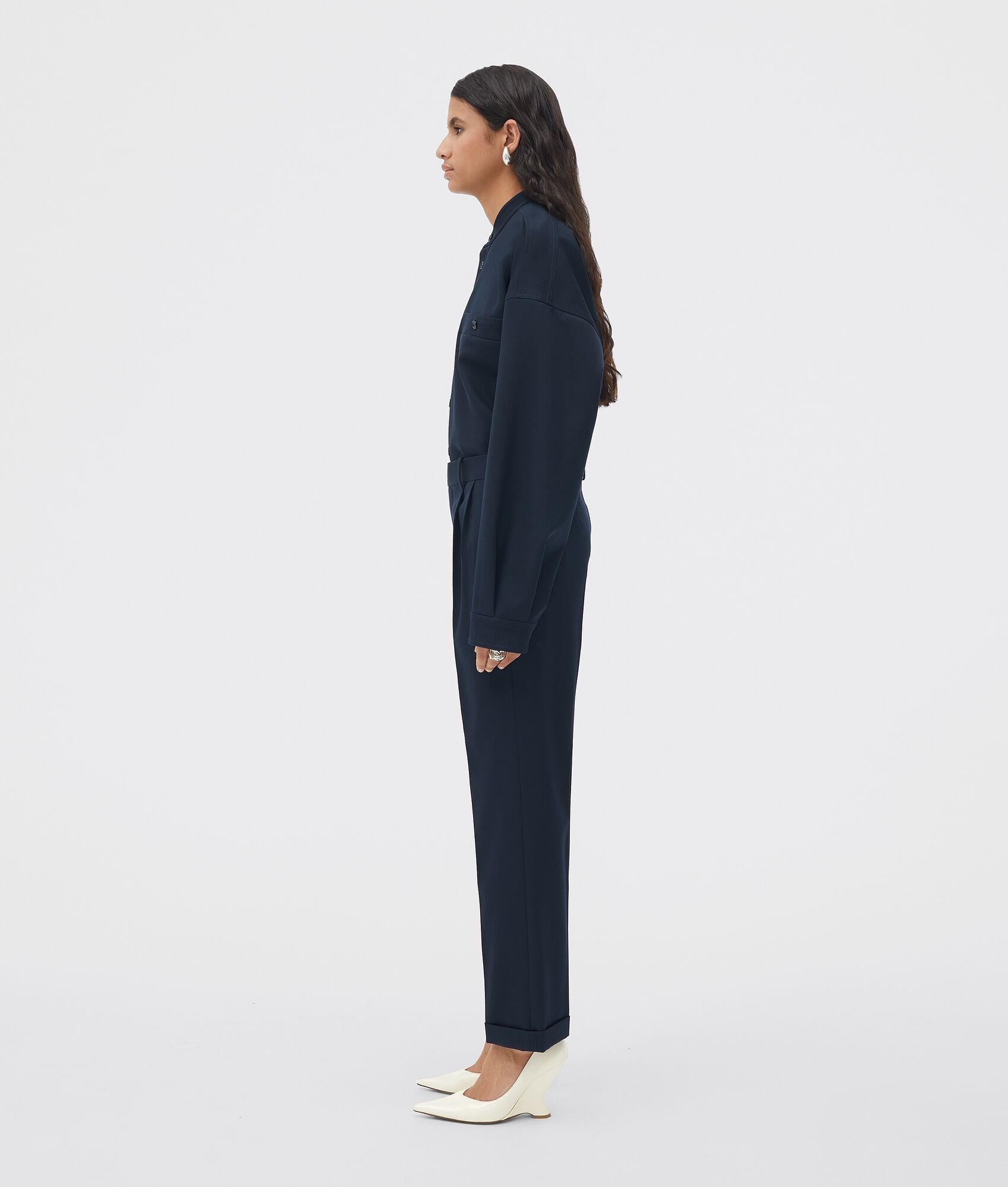 Bottega Veneta Navy Blue Stretch Wool Lapelled Trousers Size 36" / US 14 / IT 50 - 3 Thumbnail