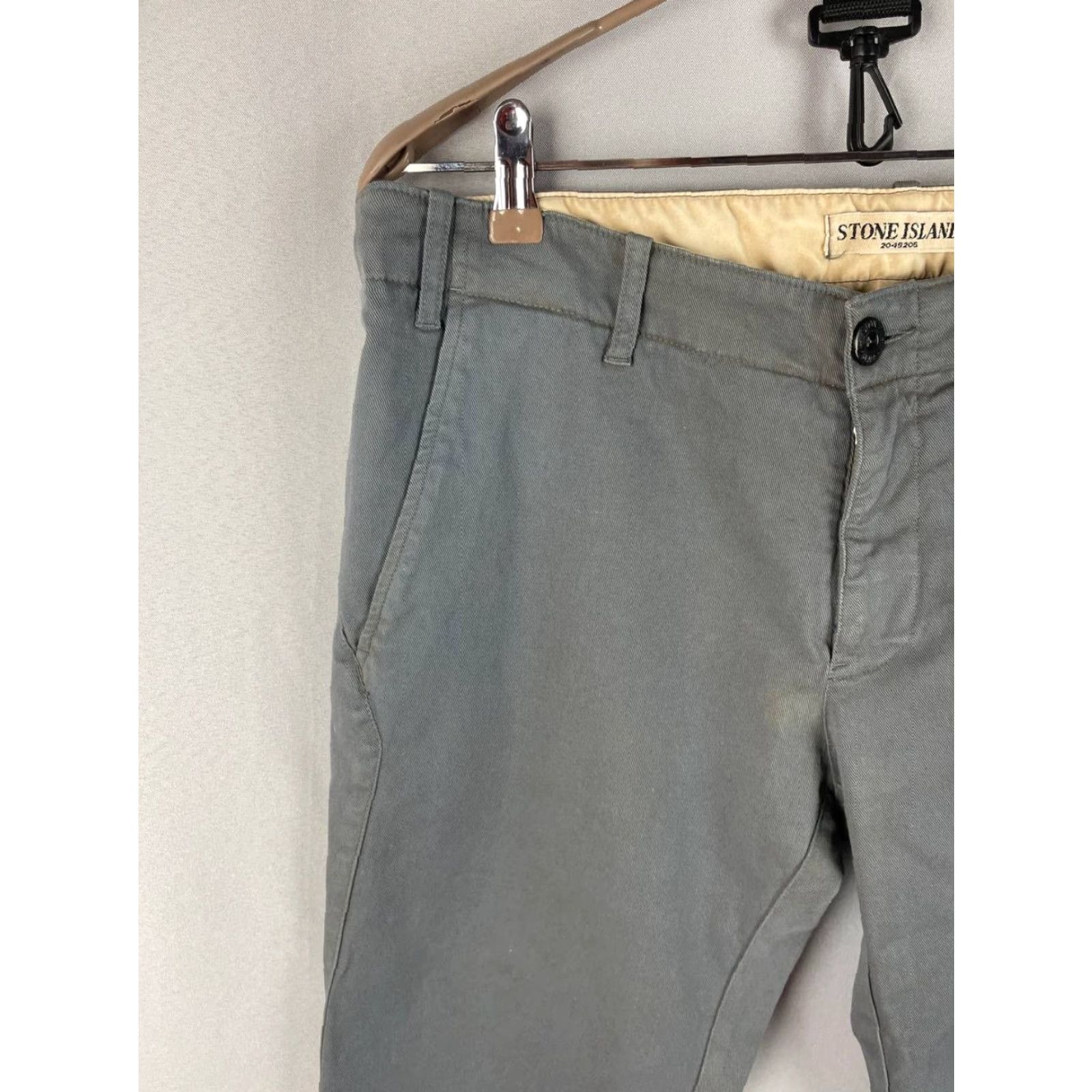 Stone Island Stone island Pants Casual Gray Cotton Polyamide Regular Straight Men's L Size 34 Inseam 31 in Front Flat Zip Pocket Logo Size US 33 - 4 Thumbnail