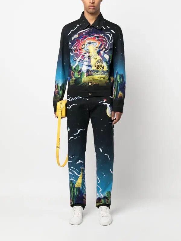 Casablanca o1mle0326 Printed Straight Leg Jeans Cowboy De in Multicolor Size US 32 / EU 48 - 2 Thumbnail
