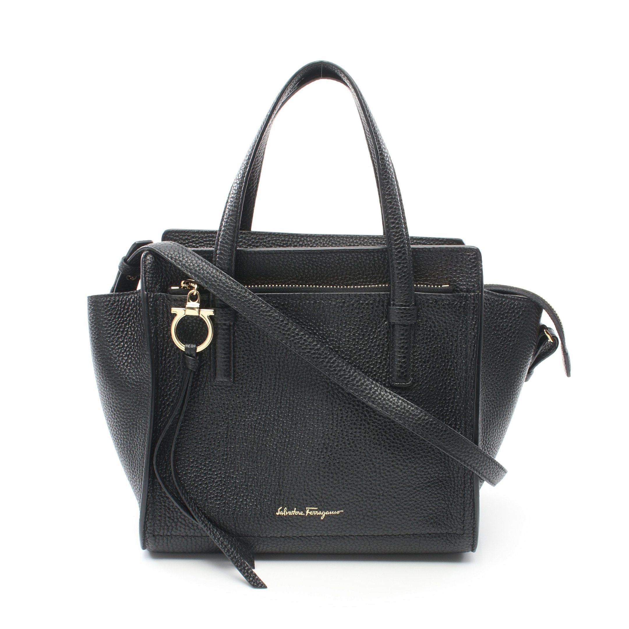 Salvatore Ferragamo Salvatore Ferragamo Amy Gancini Handbag Leather Black Size ONE SIZE - 1 Thumbnail