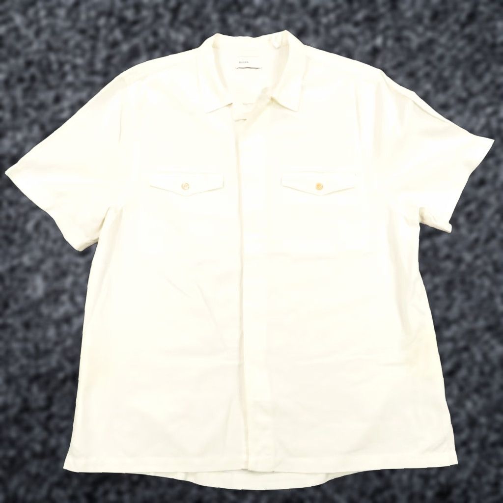 Vintage BLDWN Shirt Mens XL White Linen Cotton Loop Collar Short Sleeve Button-Up Kansas Vintage Mens Regular Shirt Size US XL / EU 56 / 4 - 1 Thumbnail