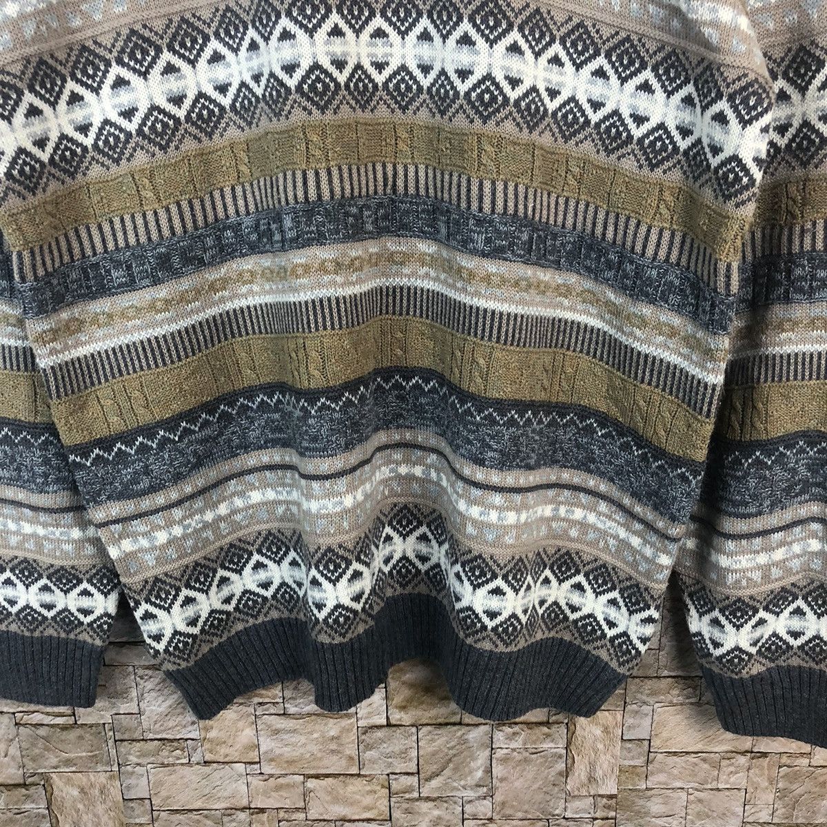 Vintage Jeans West Brown stripe design Knitwear #A31 Size M / US 6-8 / IT 42-44 - 6 Thumbnail