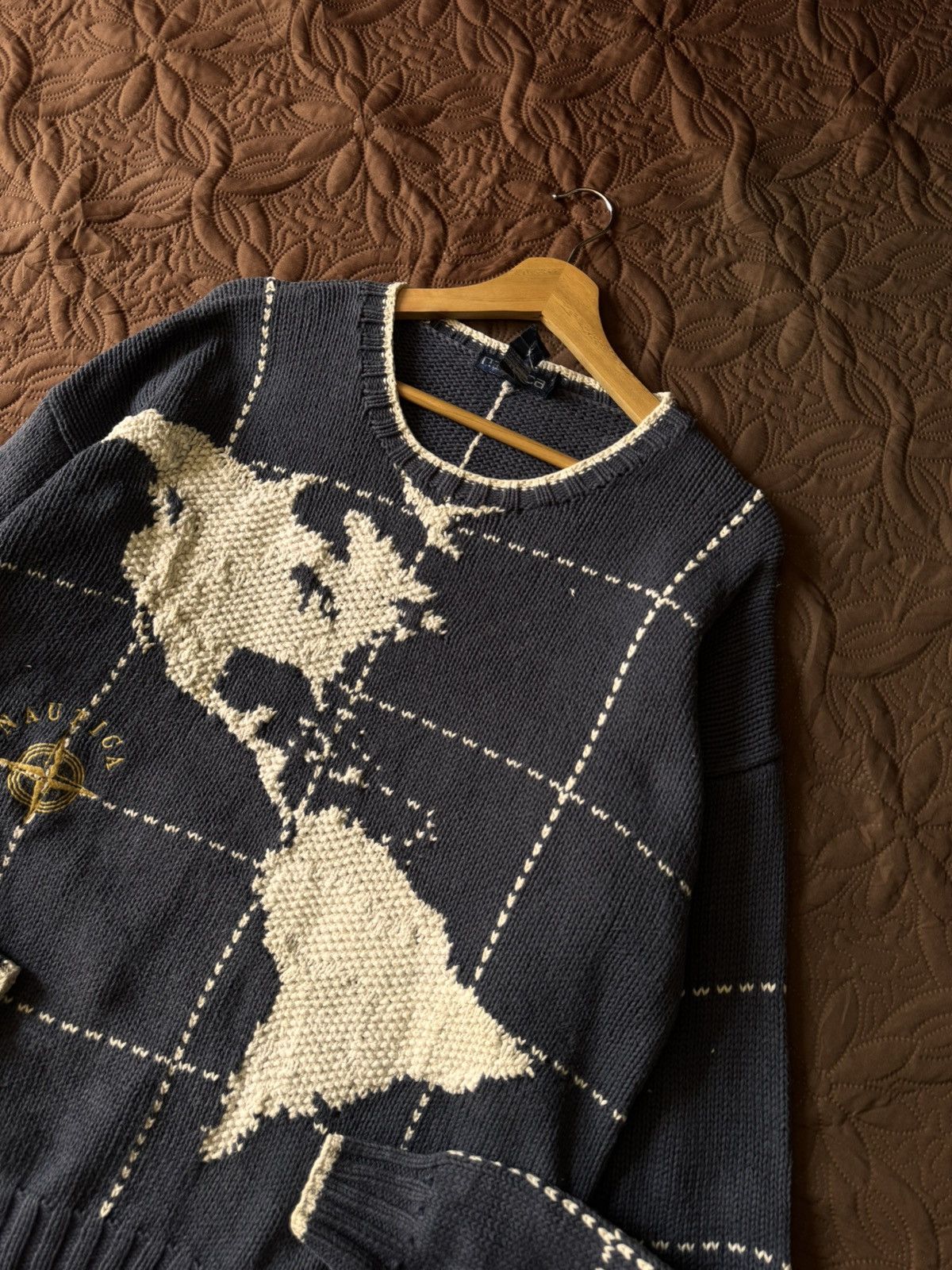 Nautica VINTAGE 90s NAUTICA HAND KNIT MAP NORTH-SOUTH AMERICA Size US L / EU 52-54 / 3 - 3 Thumbnail