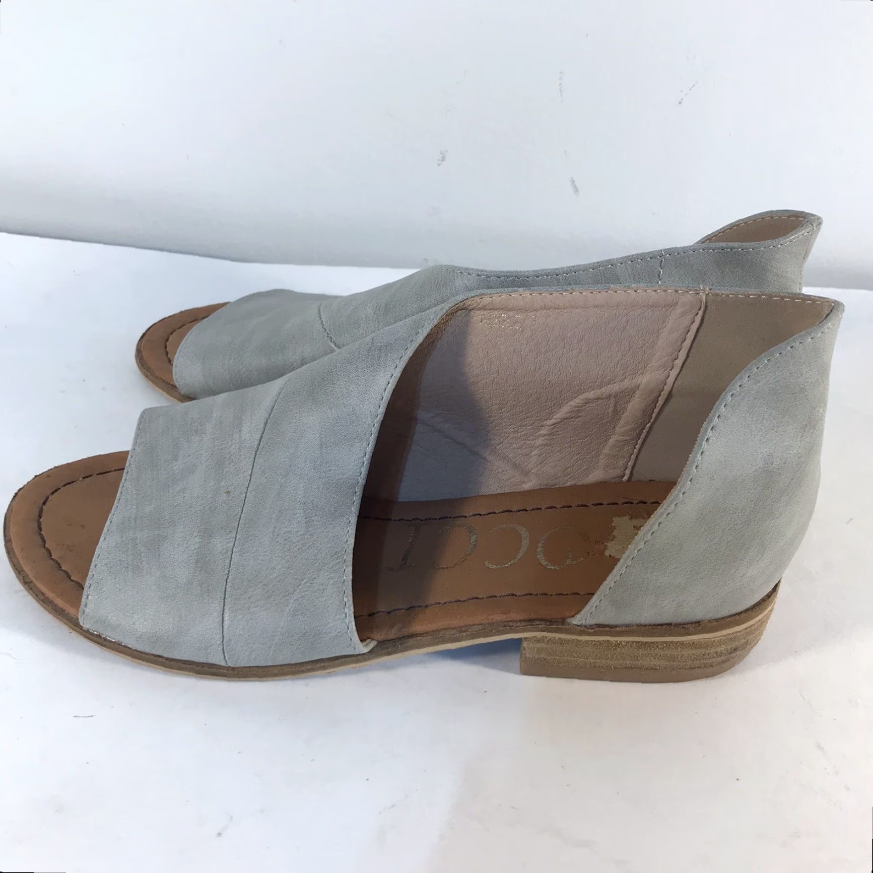 Vintage Ccocci Adele Gray Leather Slides Peep Toe Women’s Size 7 Low Heel Size US 7 / IT 37 - 6 Thumbnail