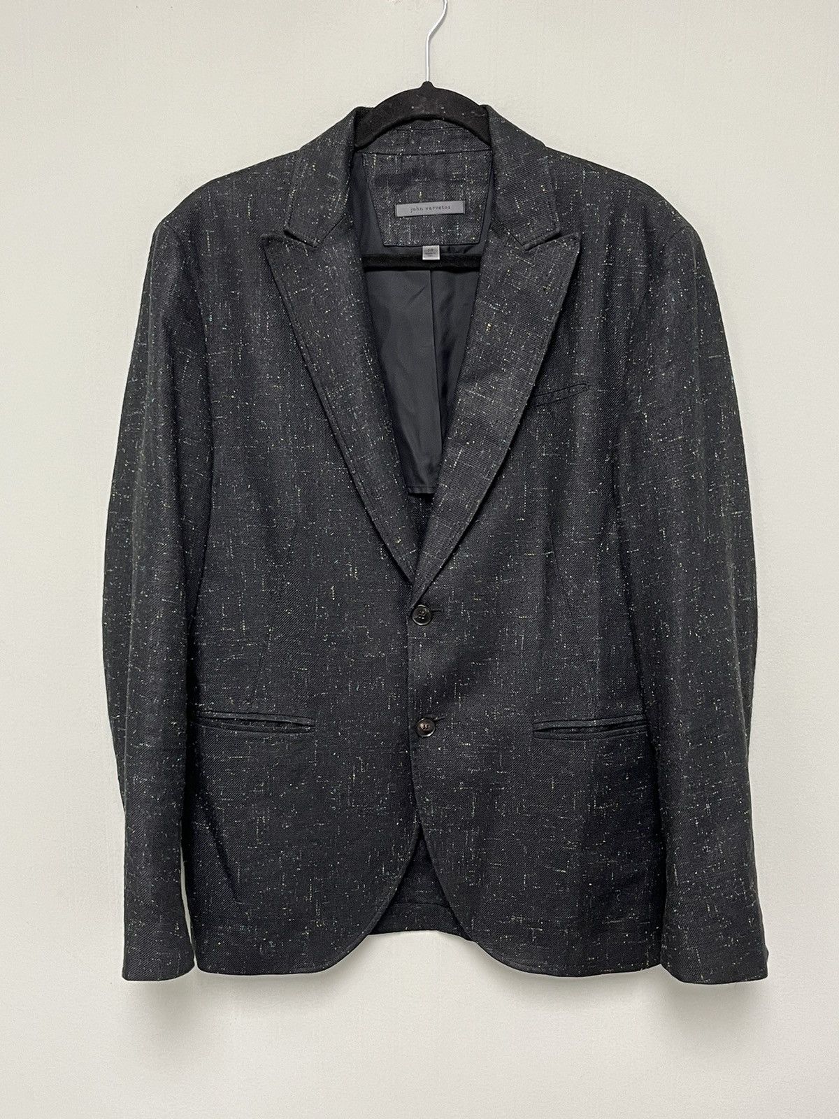 John Varvatos Black Slim-Fit Peak Lapel Two-Button Blazer. Size 50 Size US M / EU 48-50 / 2 - 7 Thumbnail