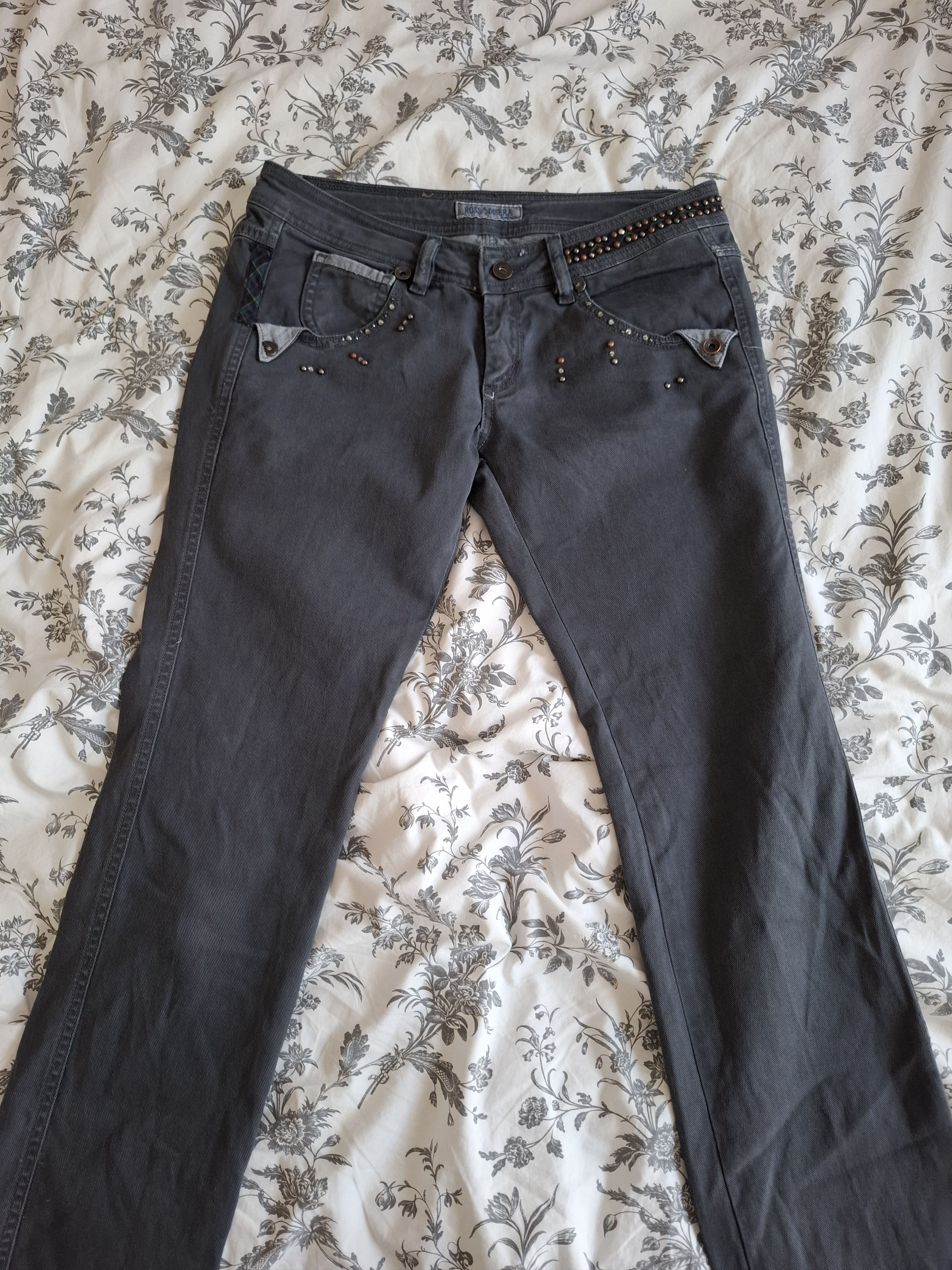 Vintage 🇮🇹Rossodisera Embroidered Graphic Distressed Jeans Size 30" / US 8 / IT 44 - 1 Thumbnail
