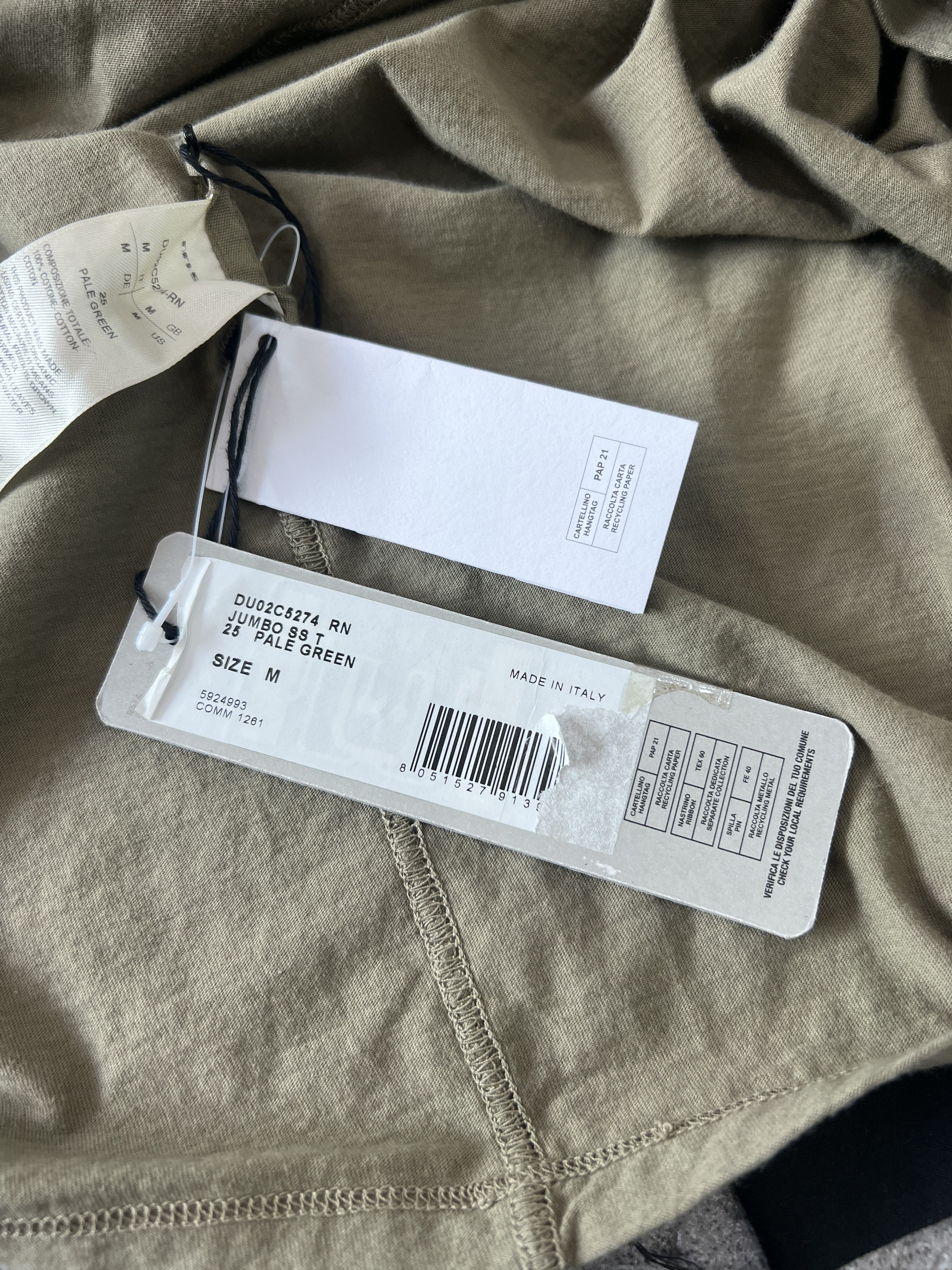 Rick Owens Rick Owens DRKSHDW Jumbo SS Tee Pale Green Size US M / EU 48-50 / 2 - 9 Thumbnail