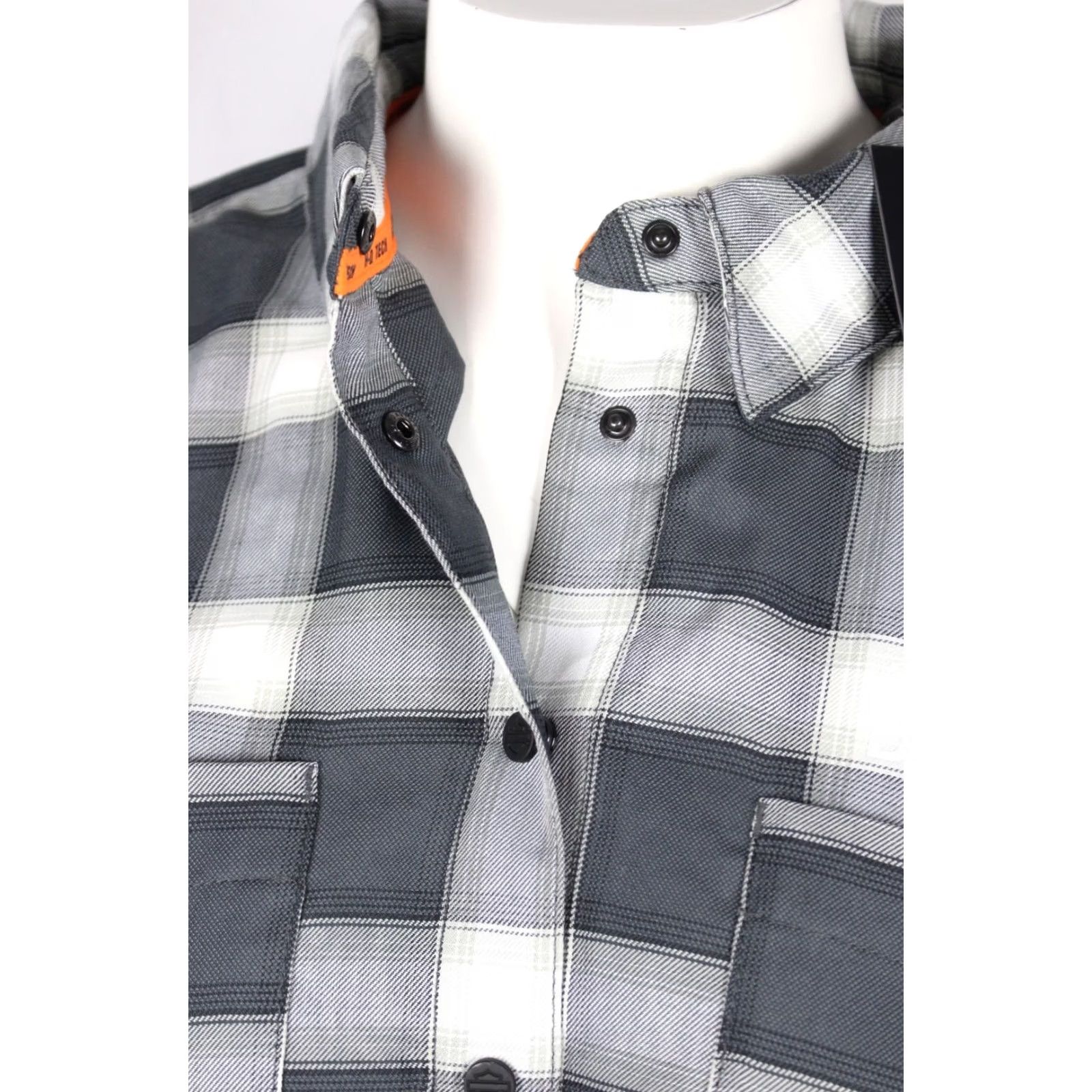Harley Davidson Harley-Davidson Women's H-D Tech Woven Snap Button Shirt M Medium Gray Plaid Shirt Women Regular Long Sleeve Pocket Button-Up Casual Mens? Wait. Size M / US 6-8 / IT 42-44 - 4 Thumbnail