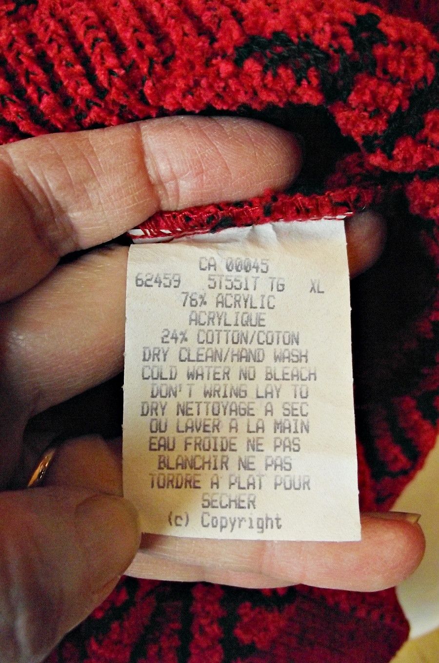 Tundra Canada CHUNKY Vtg Tundra Canada Mens Textured Sweater Red w/ Black Size US XL / EU 56 / 4 - 7 Thumbnail