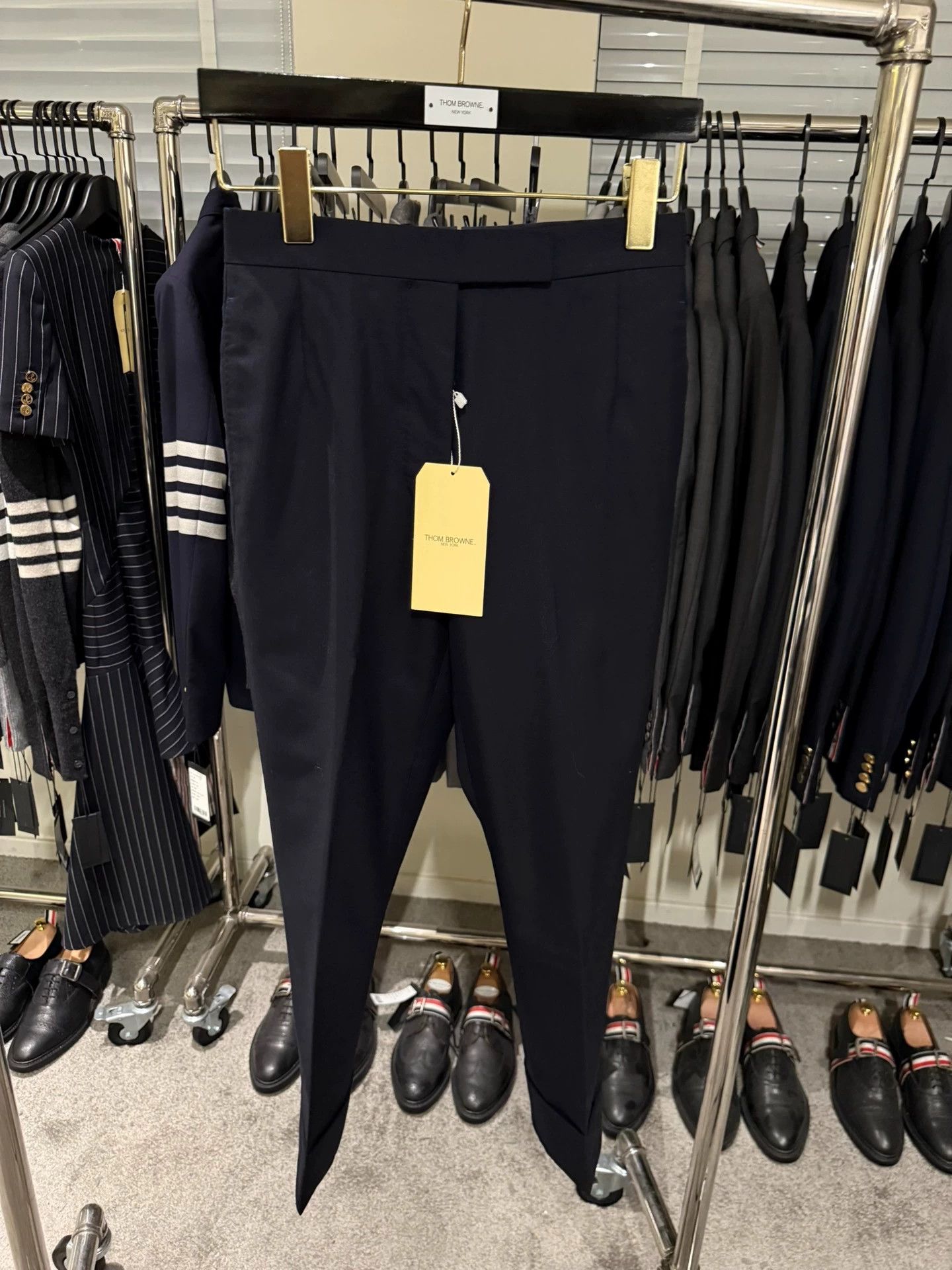 Thom Browne Thom Browne Women's Navy Gold Wool High-Waist Trousers Size 25" / US 0 / IT 36 - 1 Thumbnail