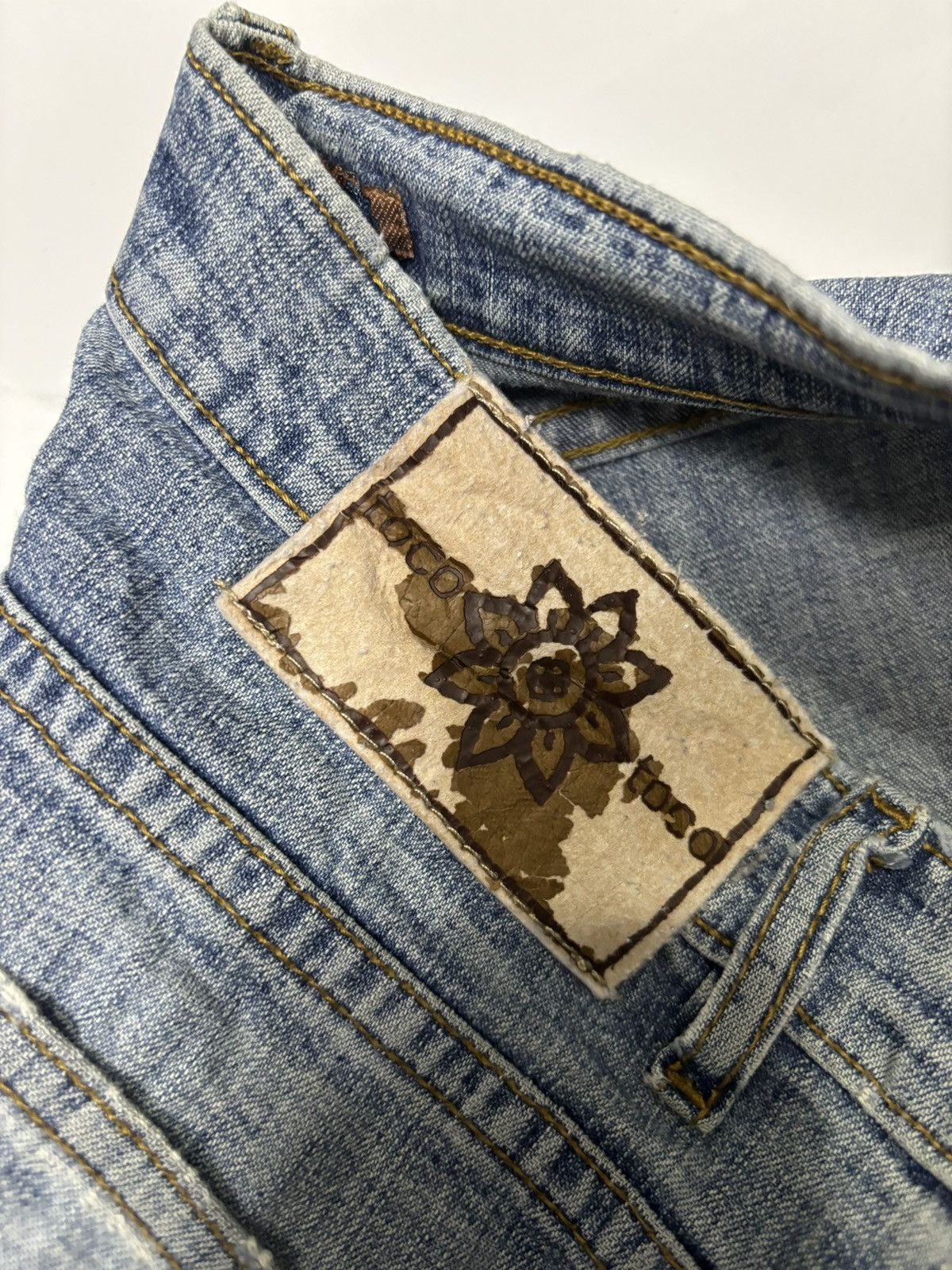 Designer Vintage Flared Jeans Toco Toco Crochet Bootcut Jeans Size US 27 - 10 Thumbnail