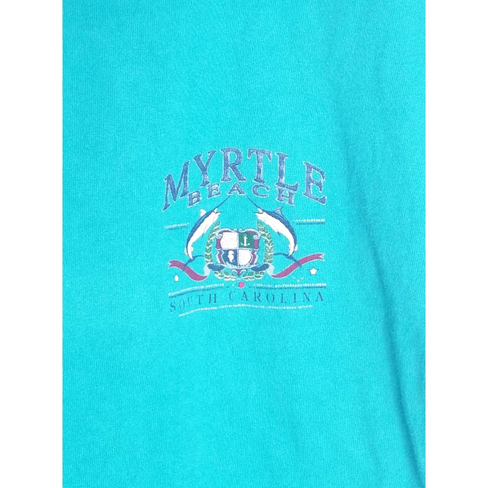 Fruit Of The Loom VTG 90s Mens XL T Shirt Myrtle Beach Marlin Double Sided Single Stitch Myrtle Beach Blue Beach Volleyball 90s Mens XL T Shirt Size US L / EU 52-54 / 3 - 2 Thumbnail