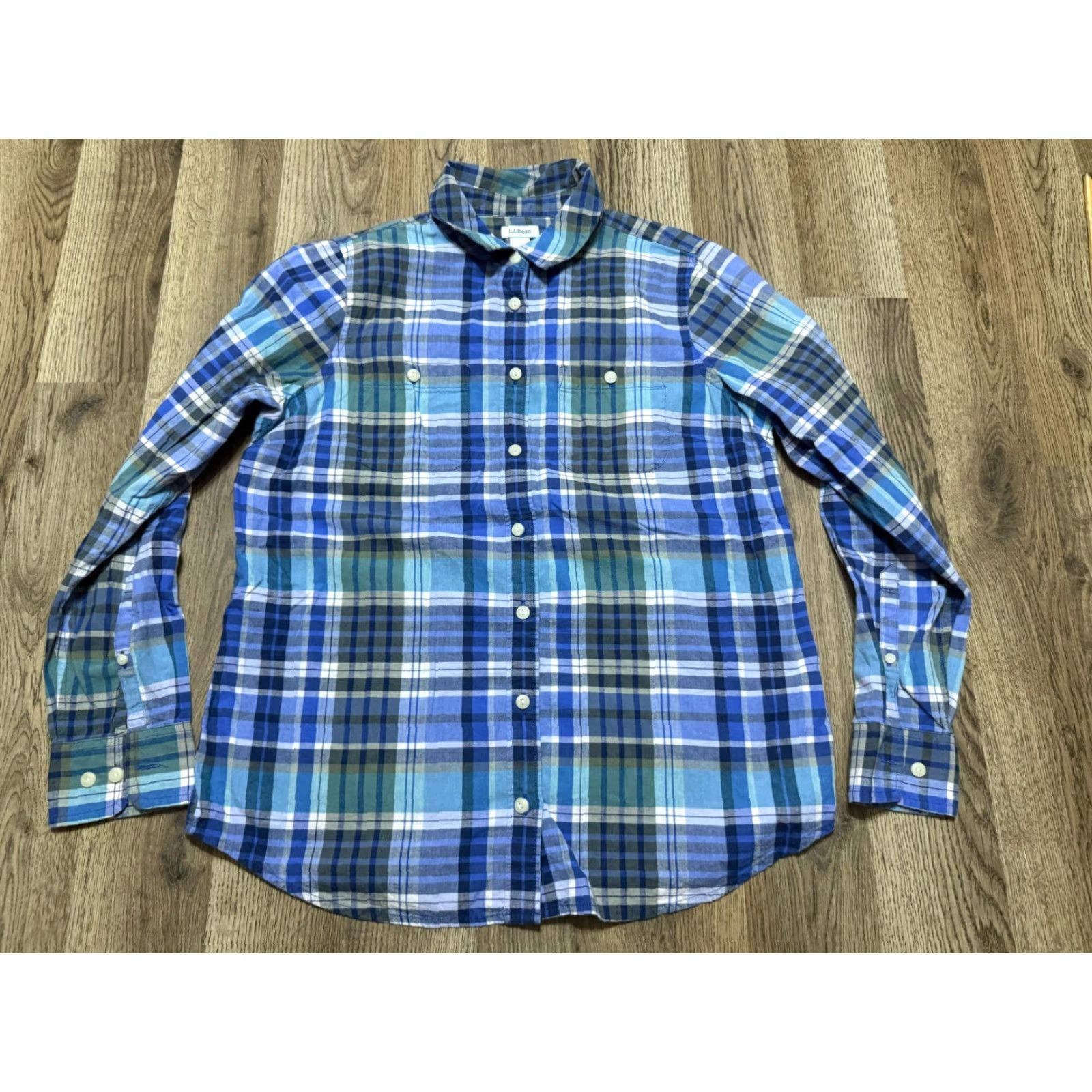 Vintage L.L. Bean Shirt Men's Small Blue White Plaid Long Sleeve Button Up Shirt Size US S / EU 44-46 / 1 - 2 Thumbnail