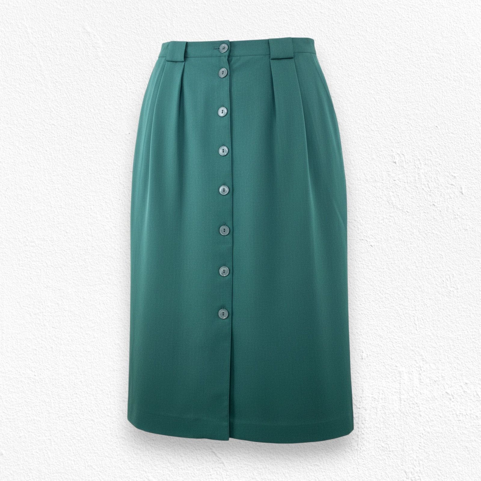 Vintage Vintage Green Teal Button Front Pencil Midi Skirt Size 16 Size 38" / US 16 / IT 52 - 1 Thumbnail