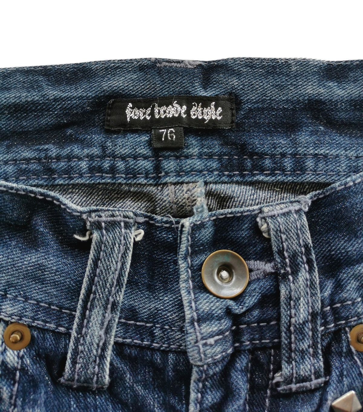 Japanese Brand White Wing Studded Denim Jeans Whiskered,Back Zippers Size US 28 / EU 44 - 7 Thumbnail