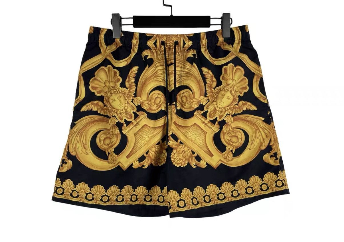 Versace Versace Black & Gold Pattern Drawstring Shorts J31 Size US 38 / EU 54 - 1 Thumbnail